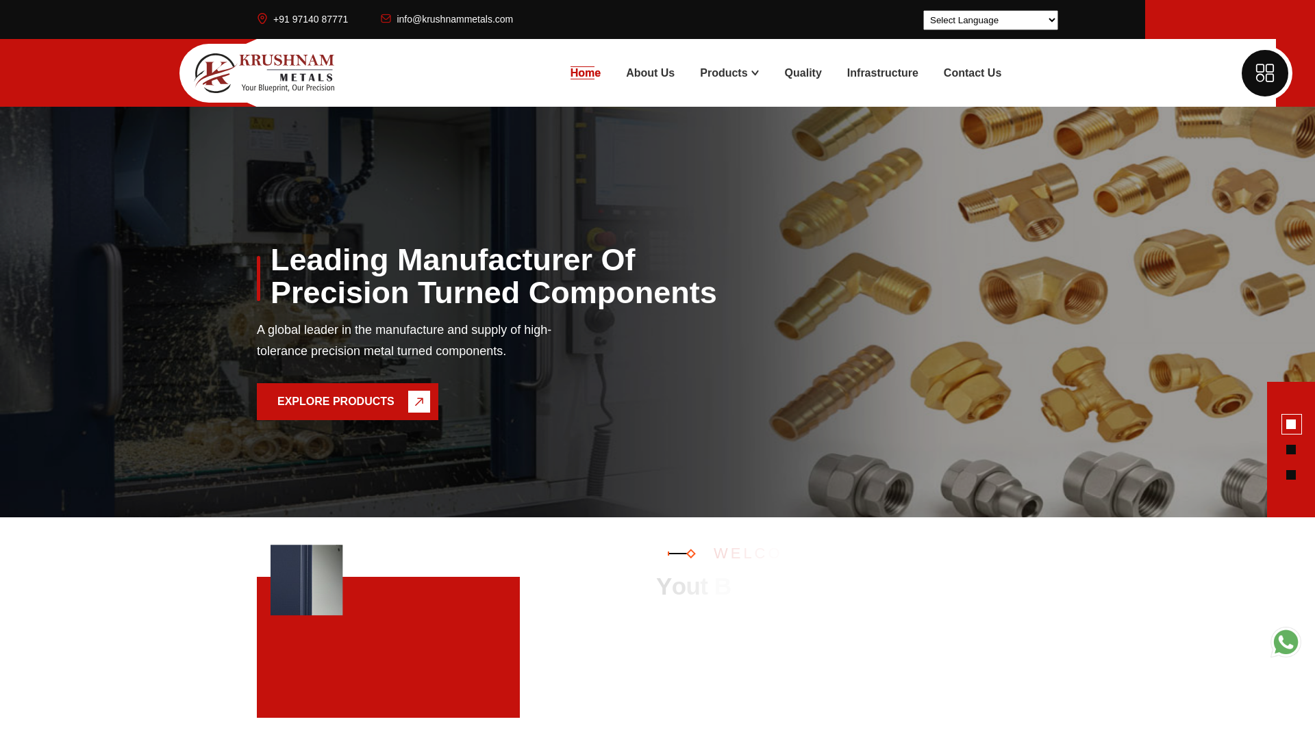 website screenshot of https://krushnammetals.com