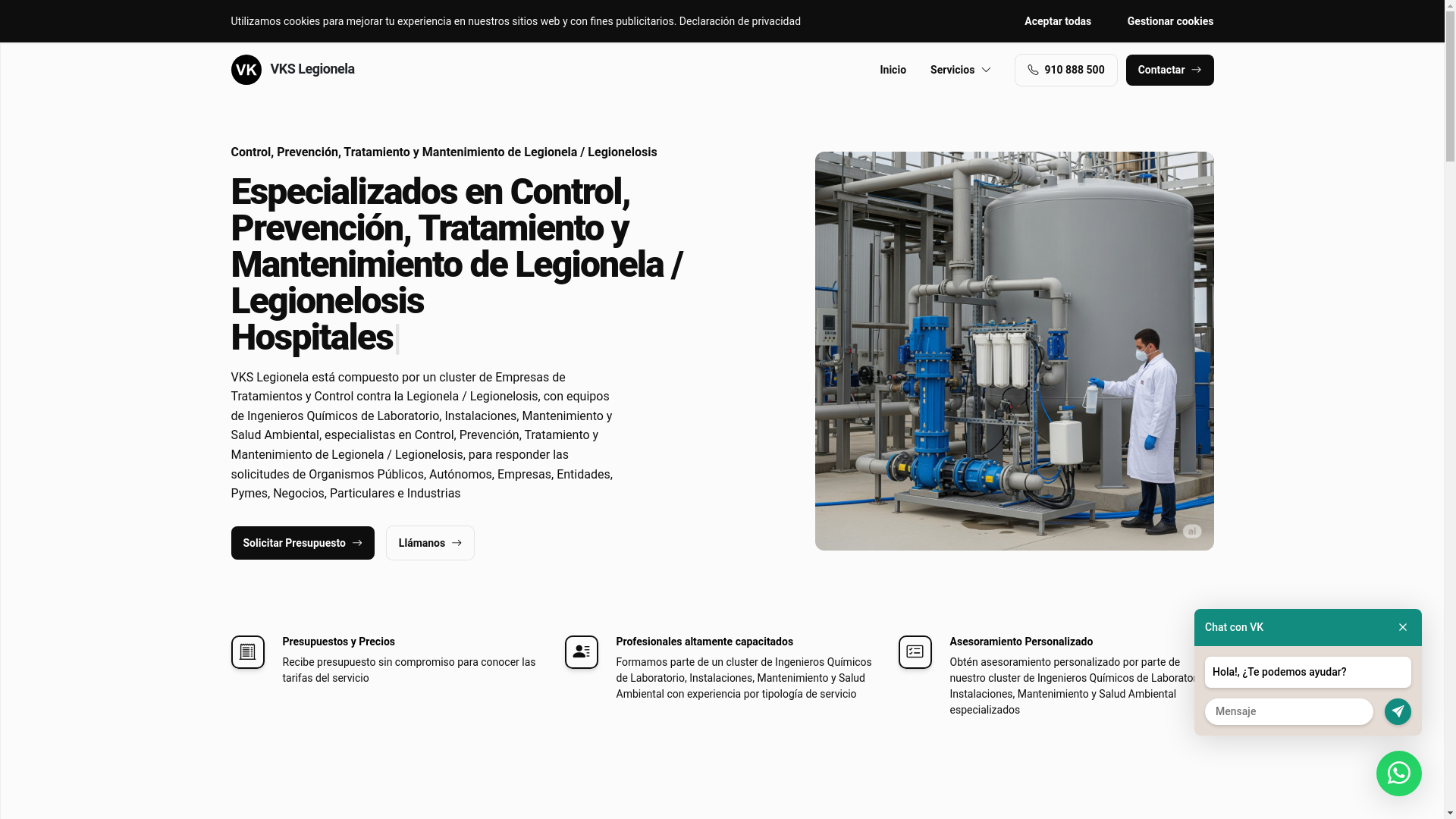 website screenshot of https://vkslegionelacatalunyacentral.es/
