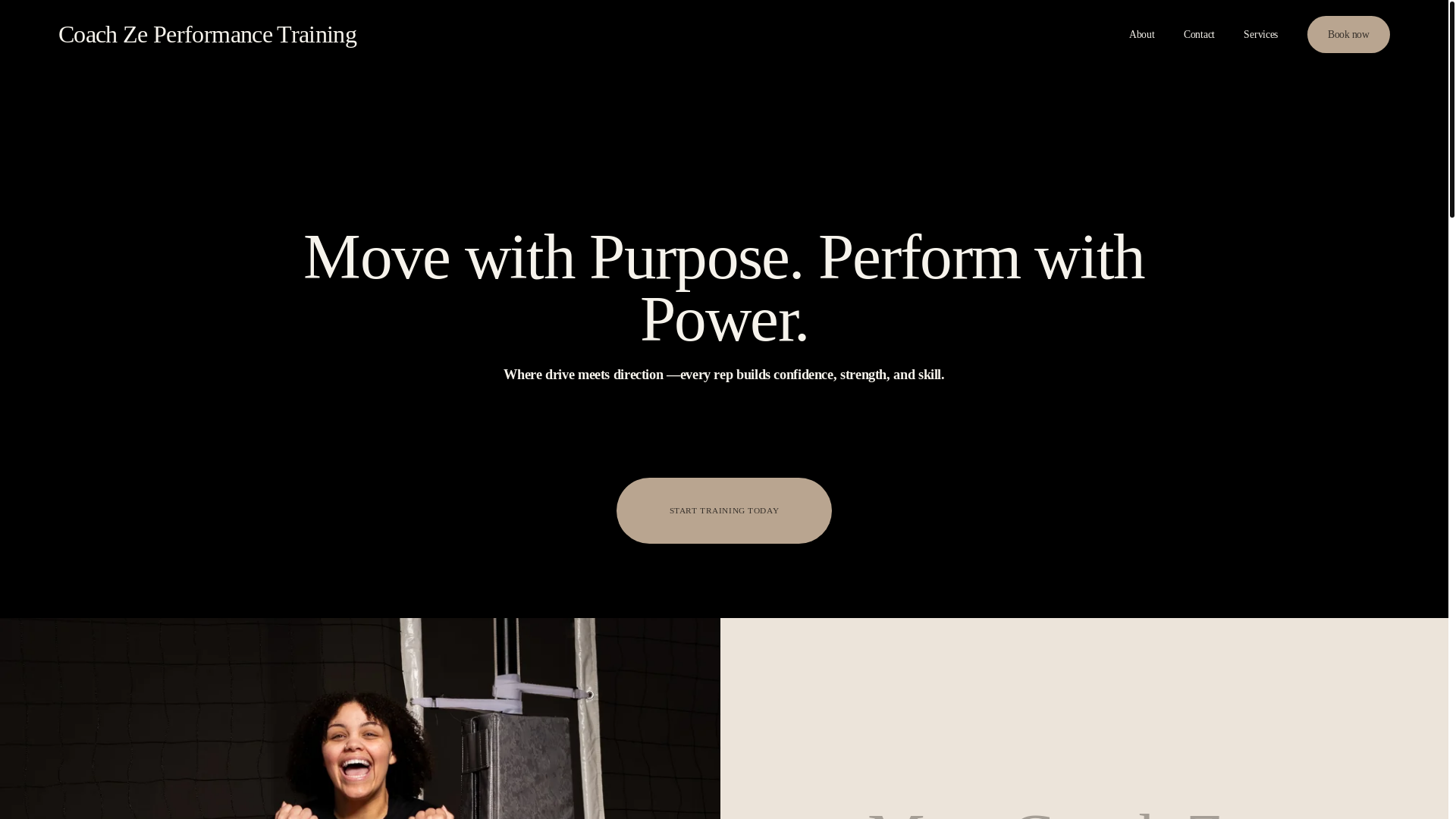 website screenshot of https://coachzeperformance.training/