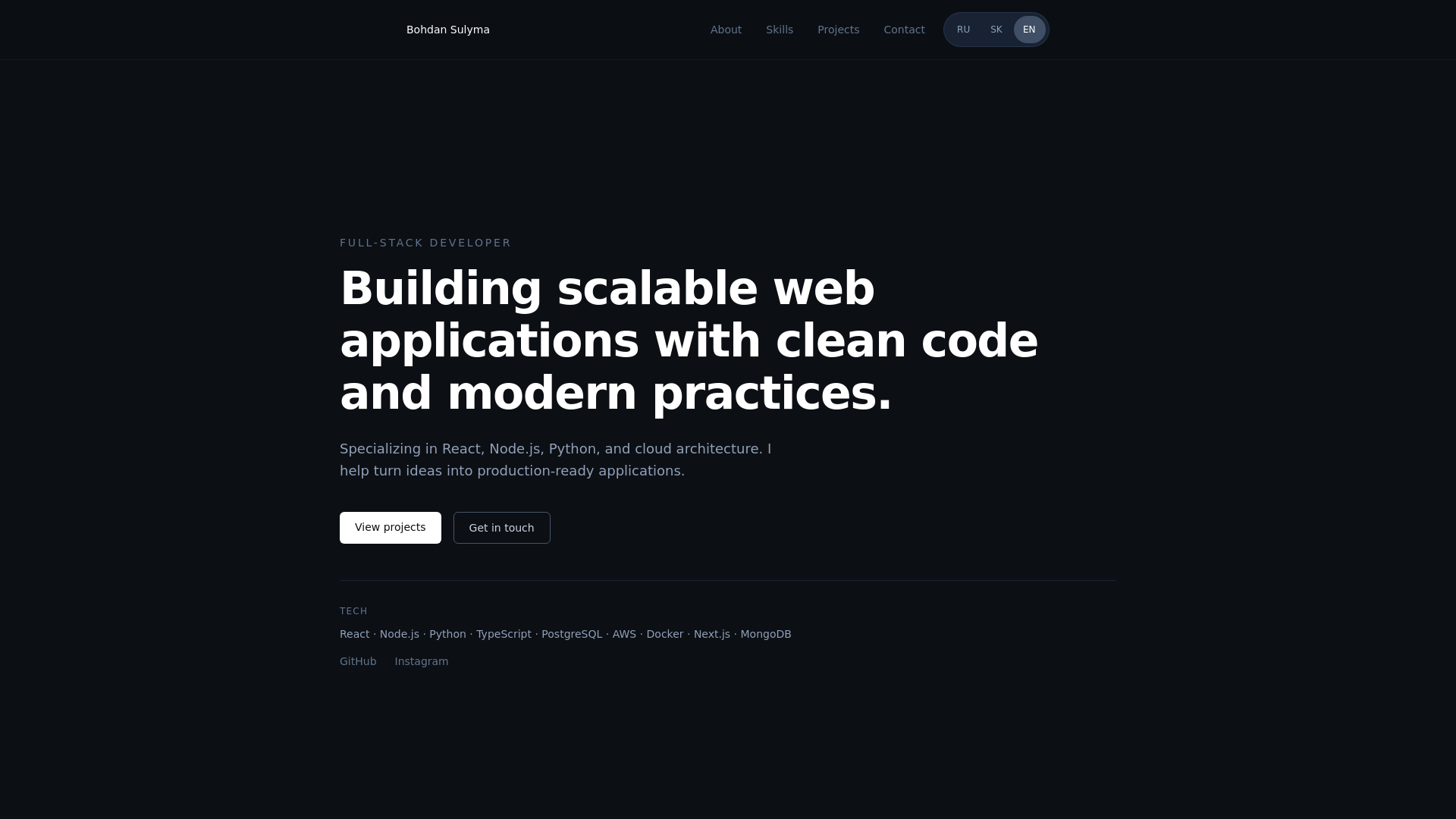 website screenshot of https://bohdansulyma-website.pages.dev/