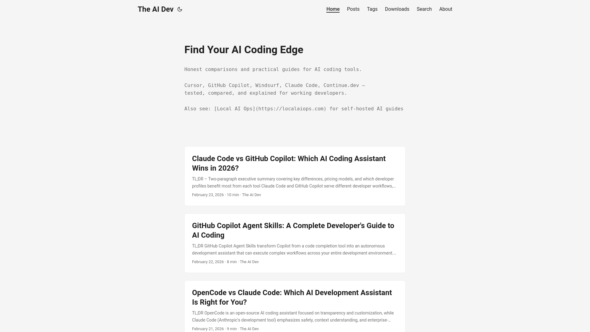 website screenshot of https://theaidev.pages.dev/