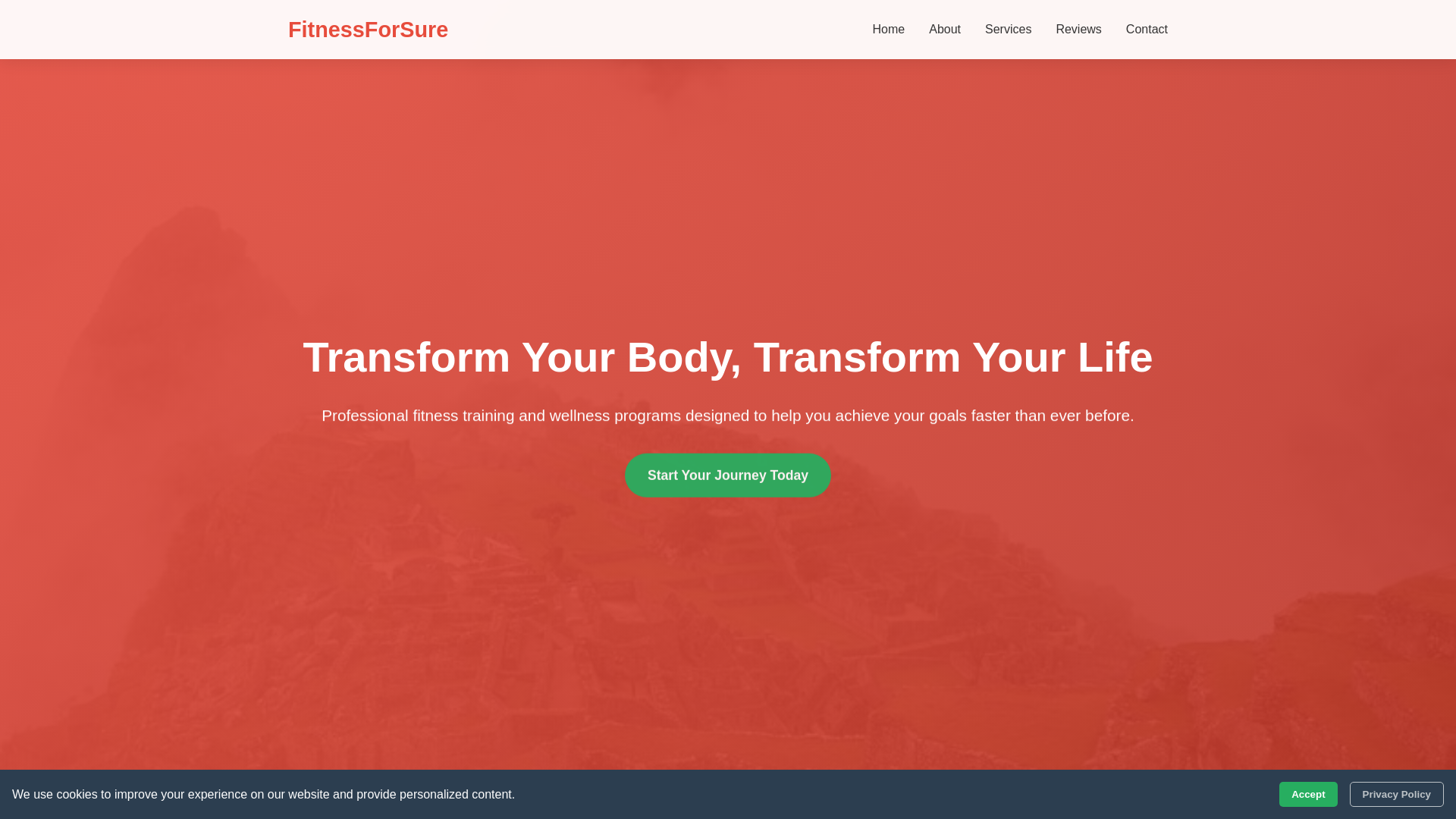 website screenshot of https://fitnessforsure.click