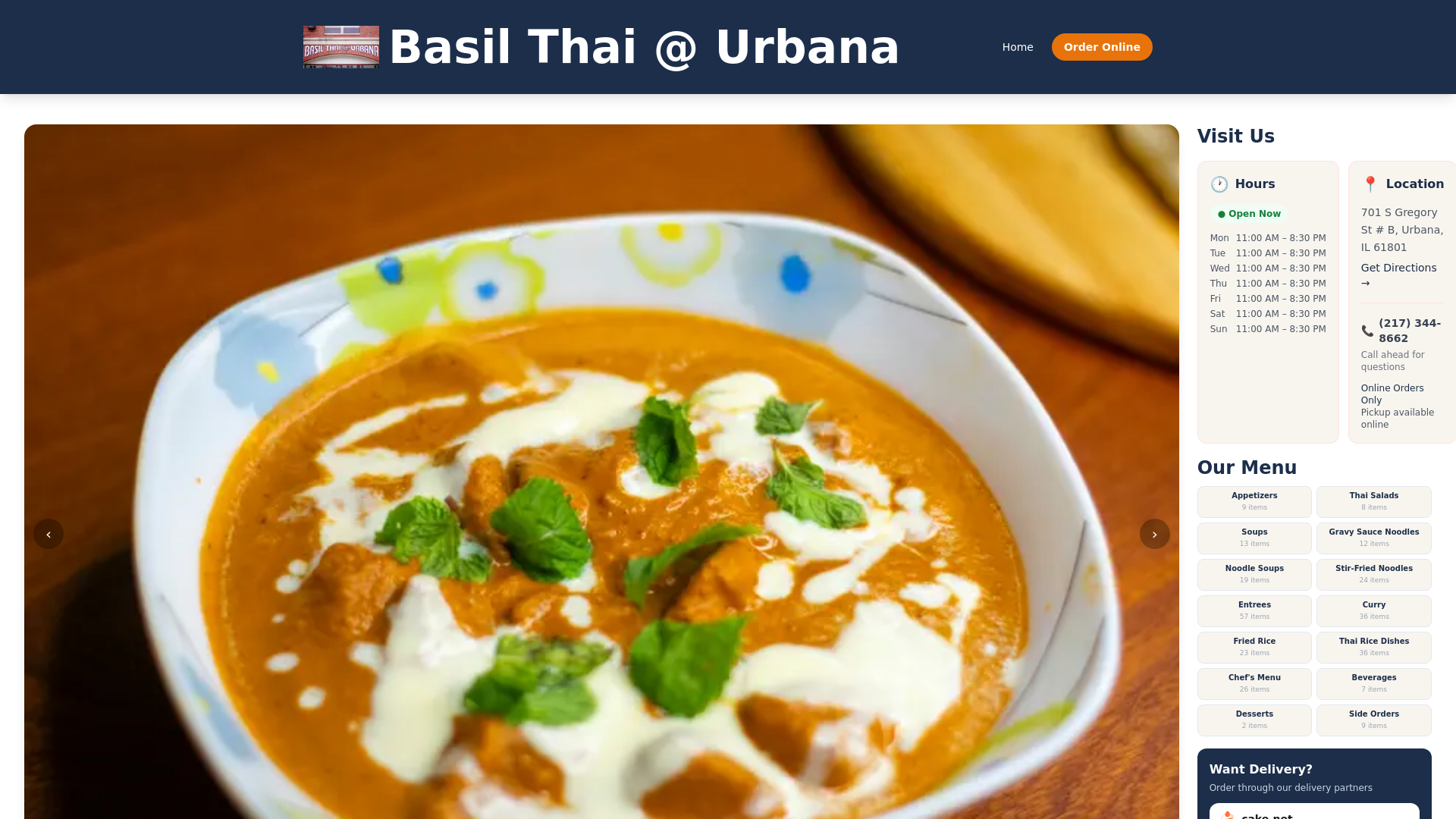 website screenshot of https://tsthel-restaurant.dev/