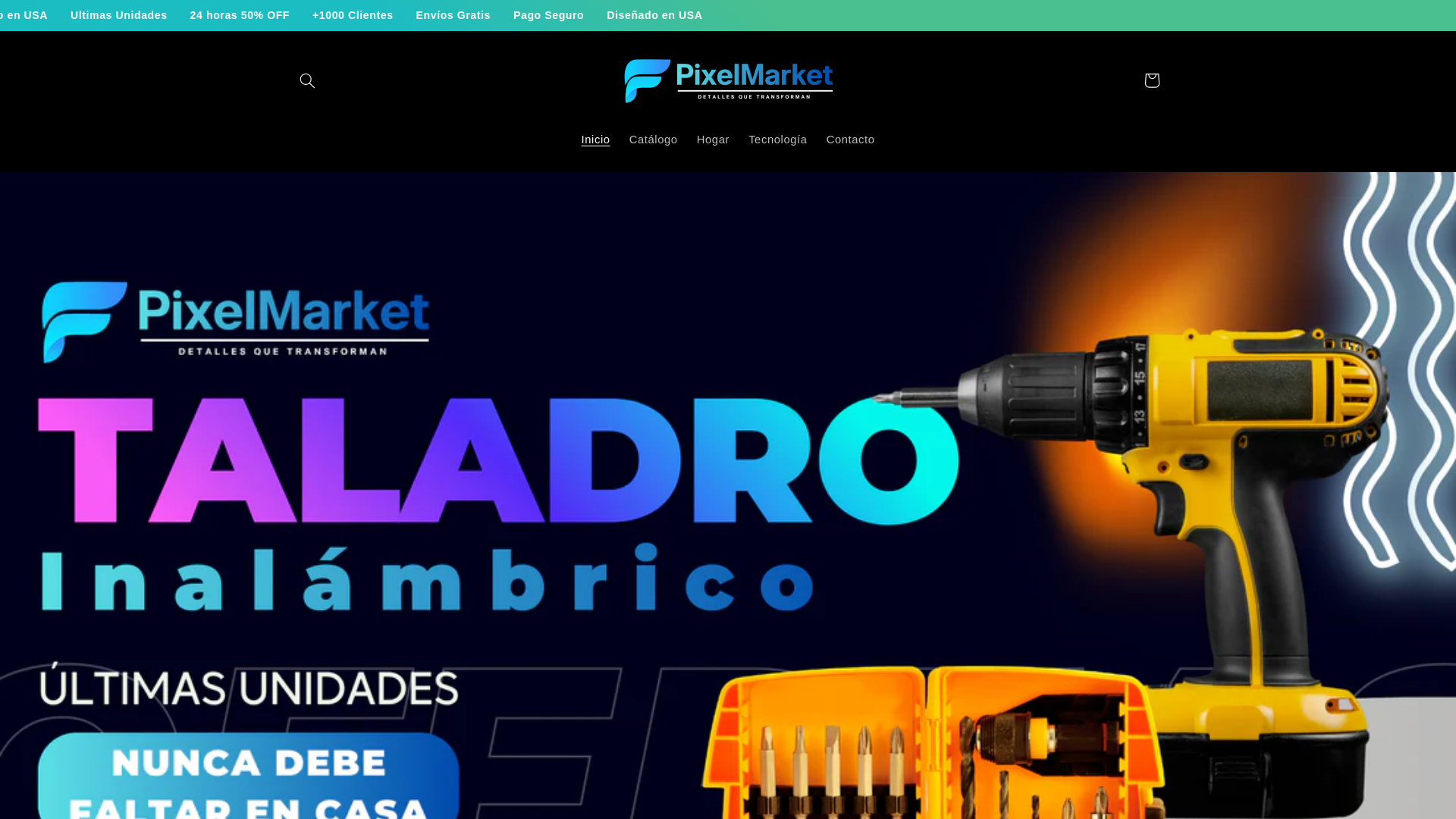 website screenshot of https://pixelmarket.cl