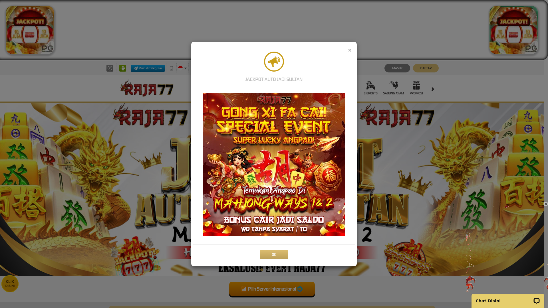 website screenshot of https://raja77uap.com/