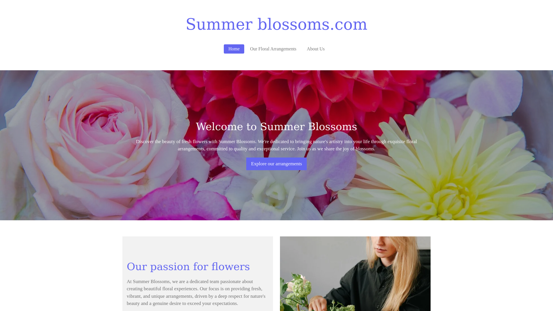 website screenshot of https://summer-blossoms.net/