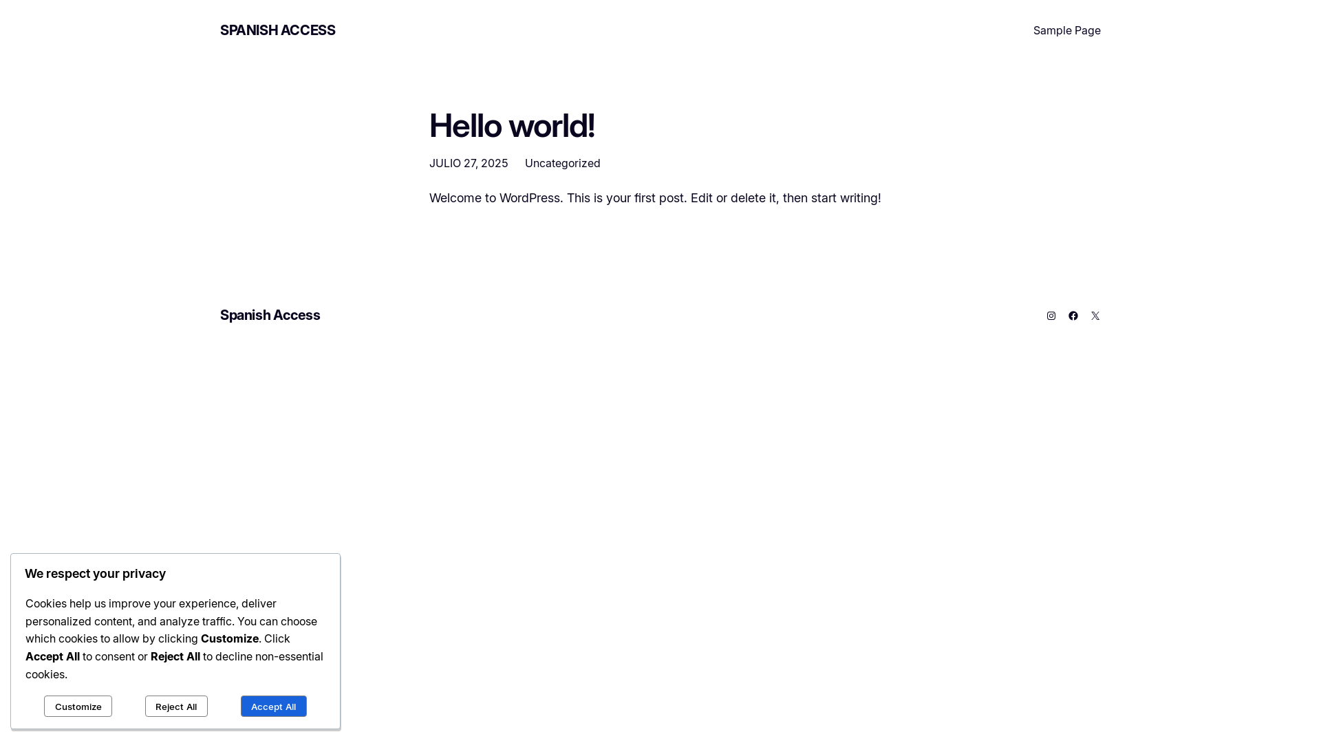 website screenshot of https://spanishaccess.website/