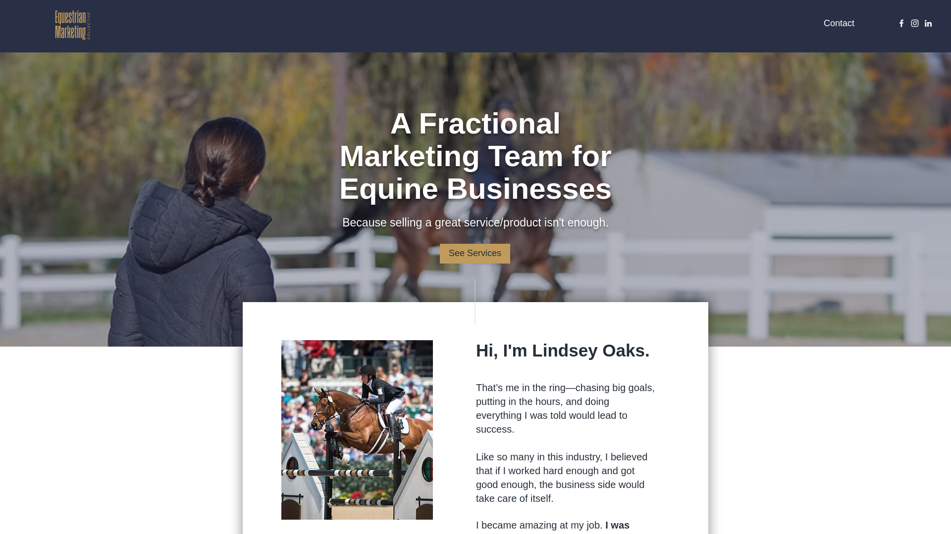 website screenshot of https://equestrianmarketingcollective.com