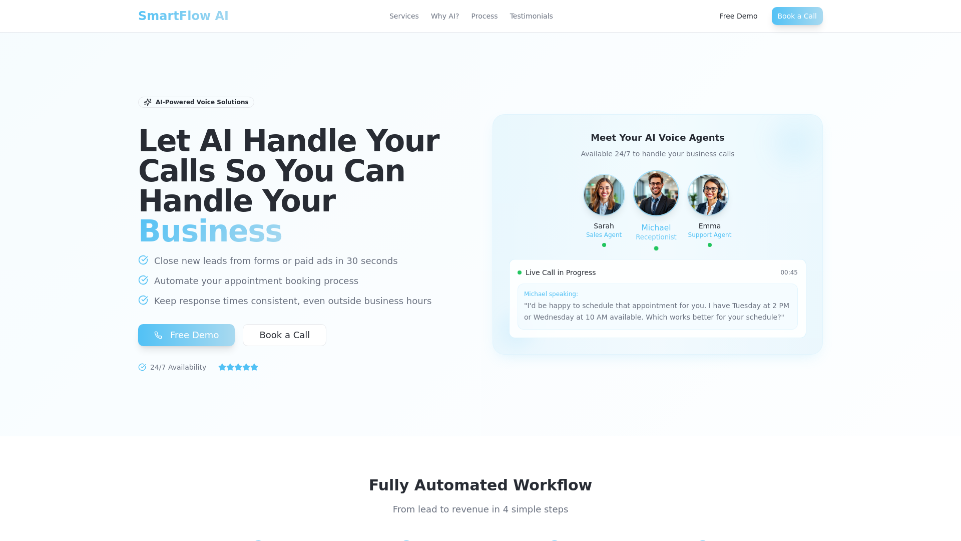 website screenshot of https://eversmartflowai.com/