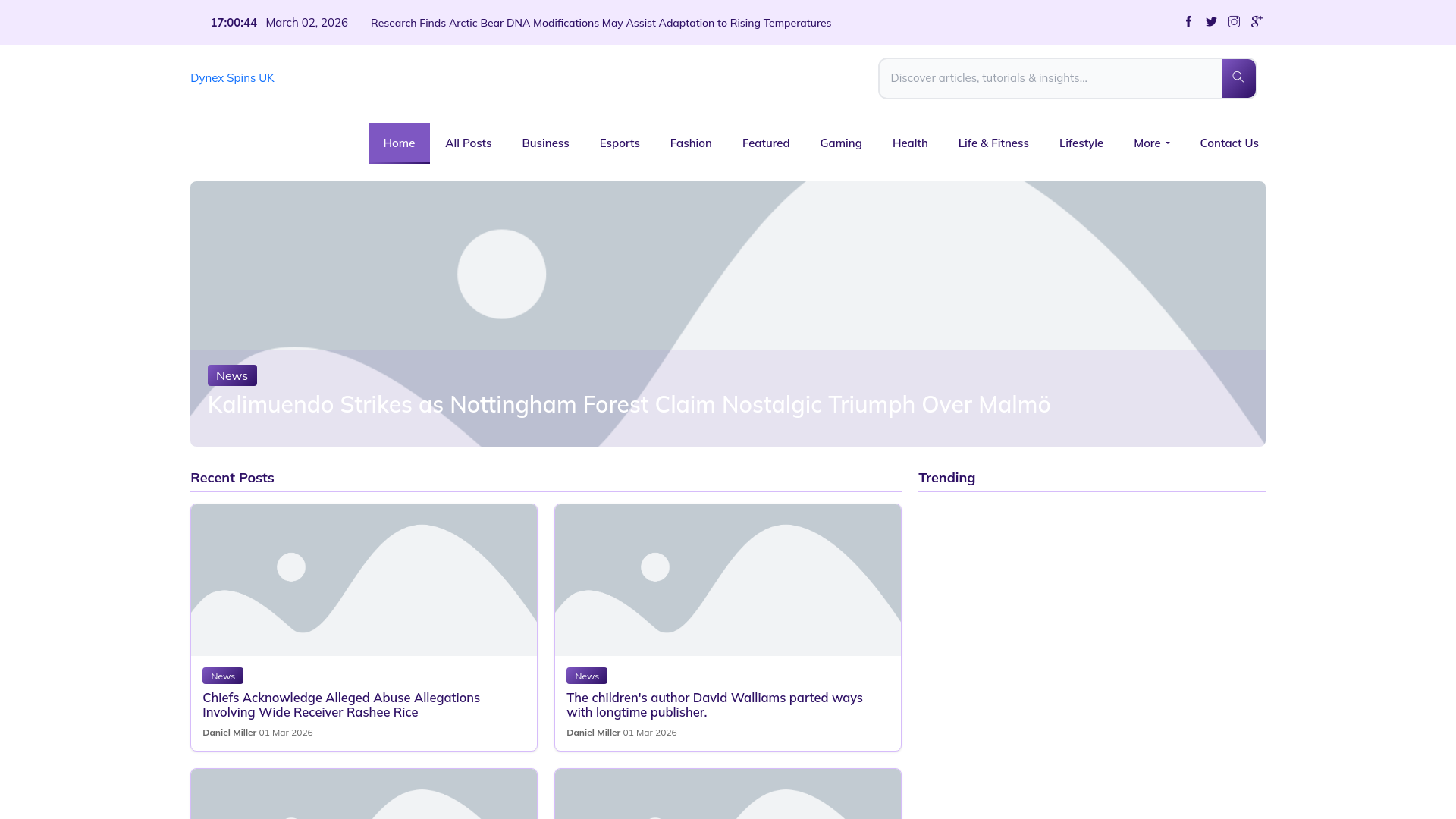 website screenshot of https://dynexspins.co.uk/