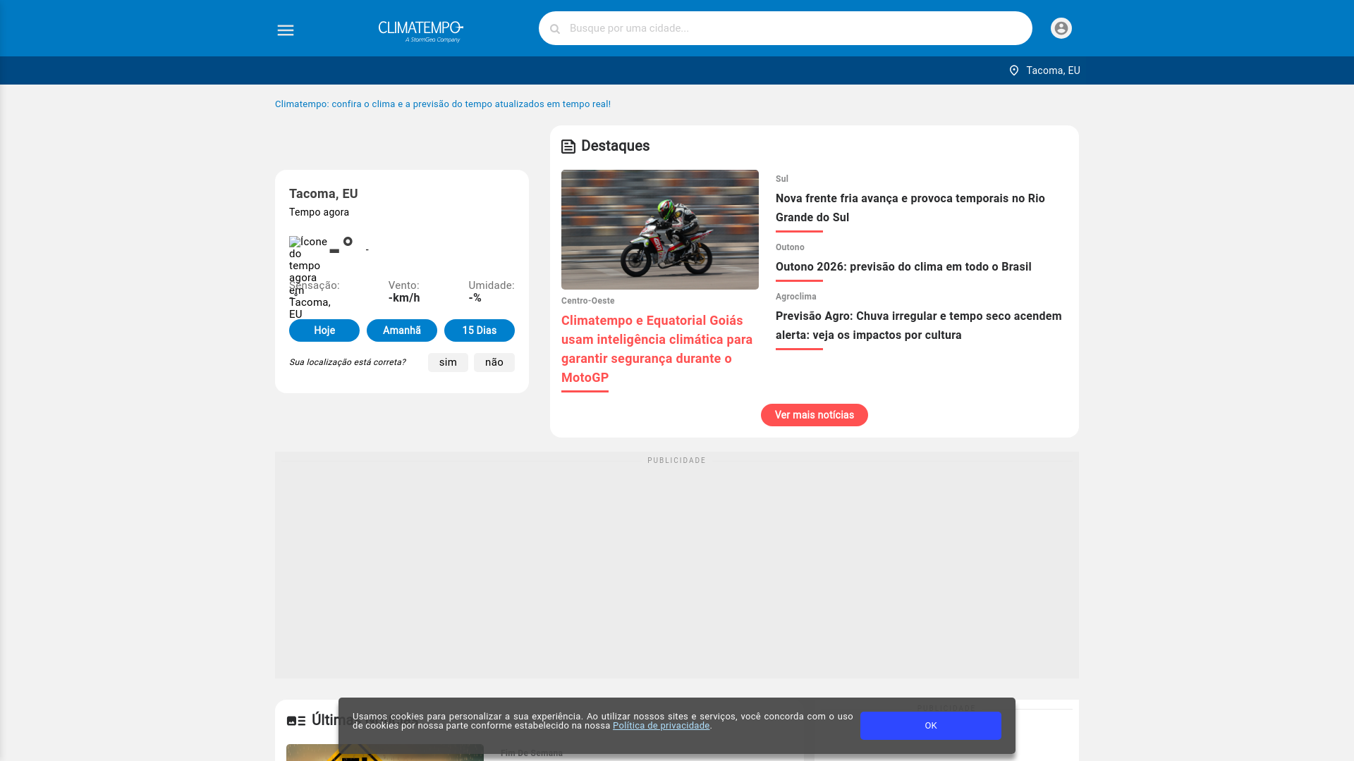 website screenshot of https://www.climatempo.com.br