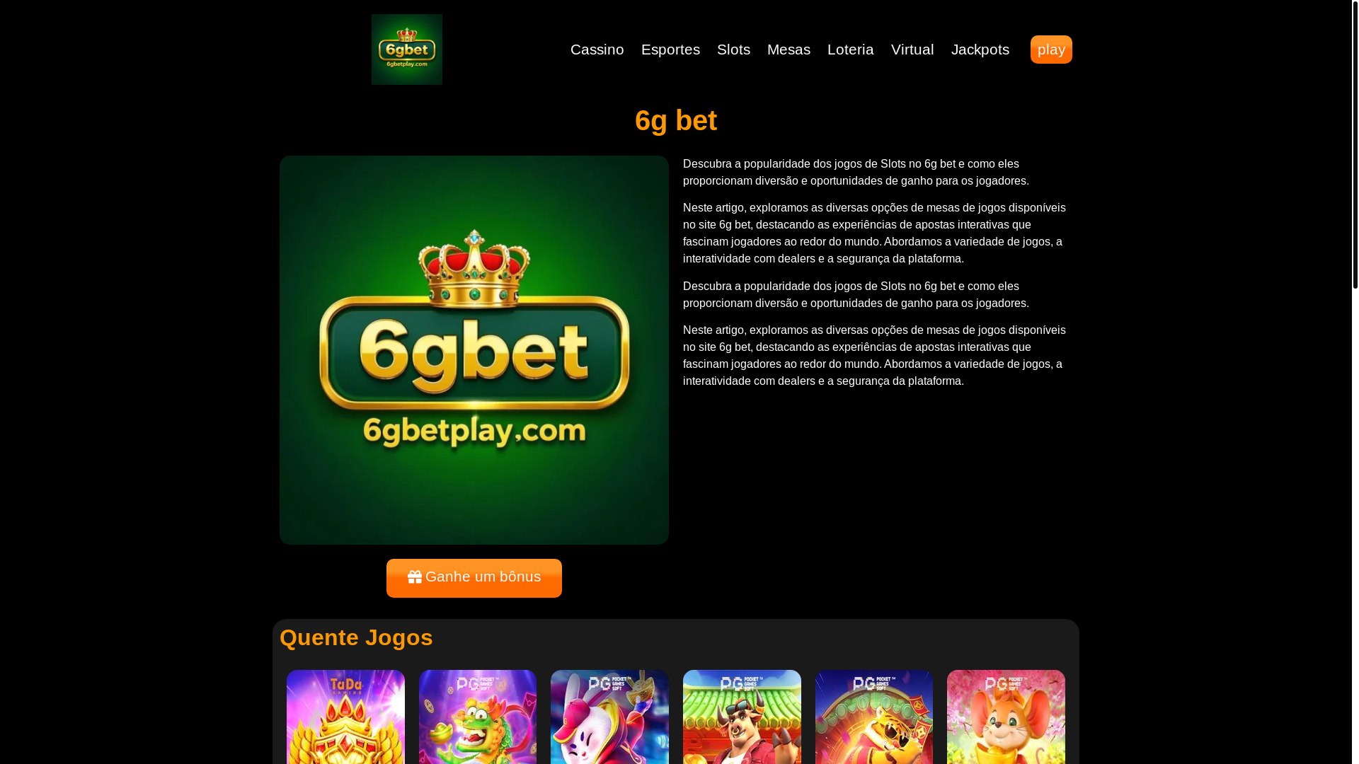 website screenshot of https://6gbetplay.com/