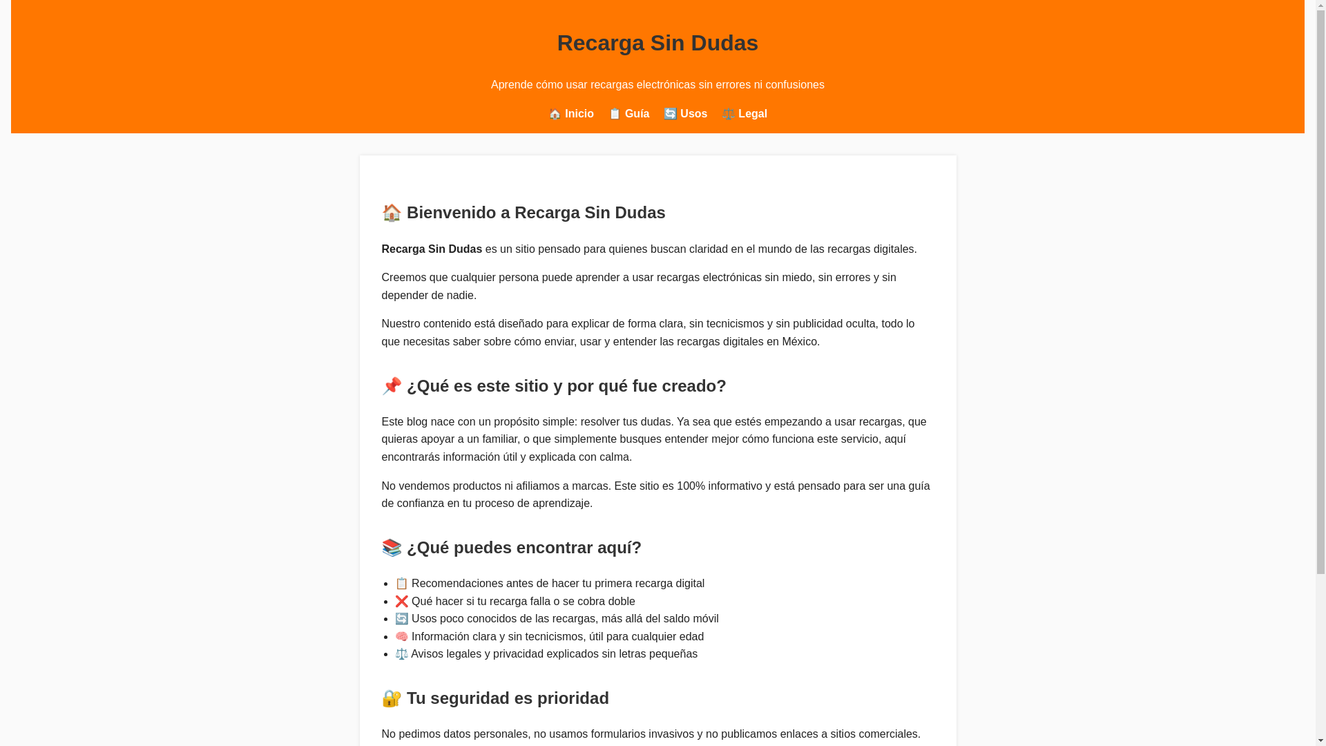 website screenshot of https://recargasinduda.com/