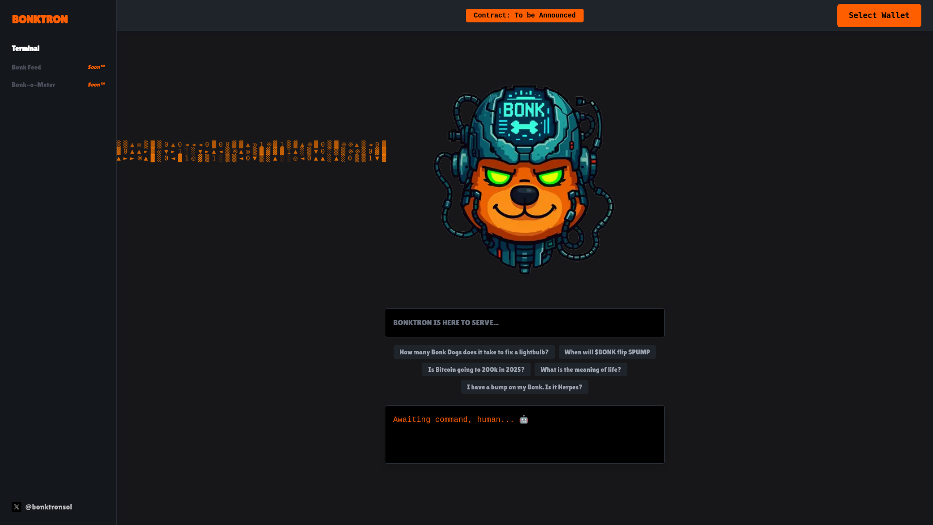 website screenshot of https://bonktron.xyz/