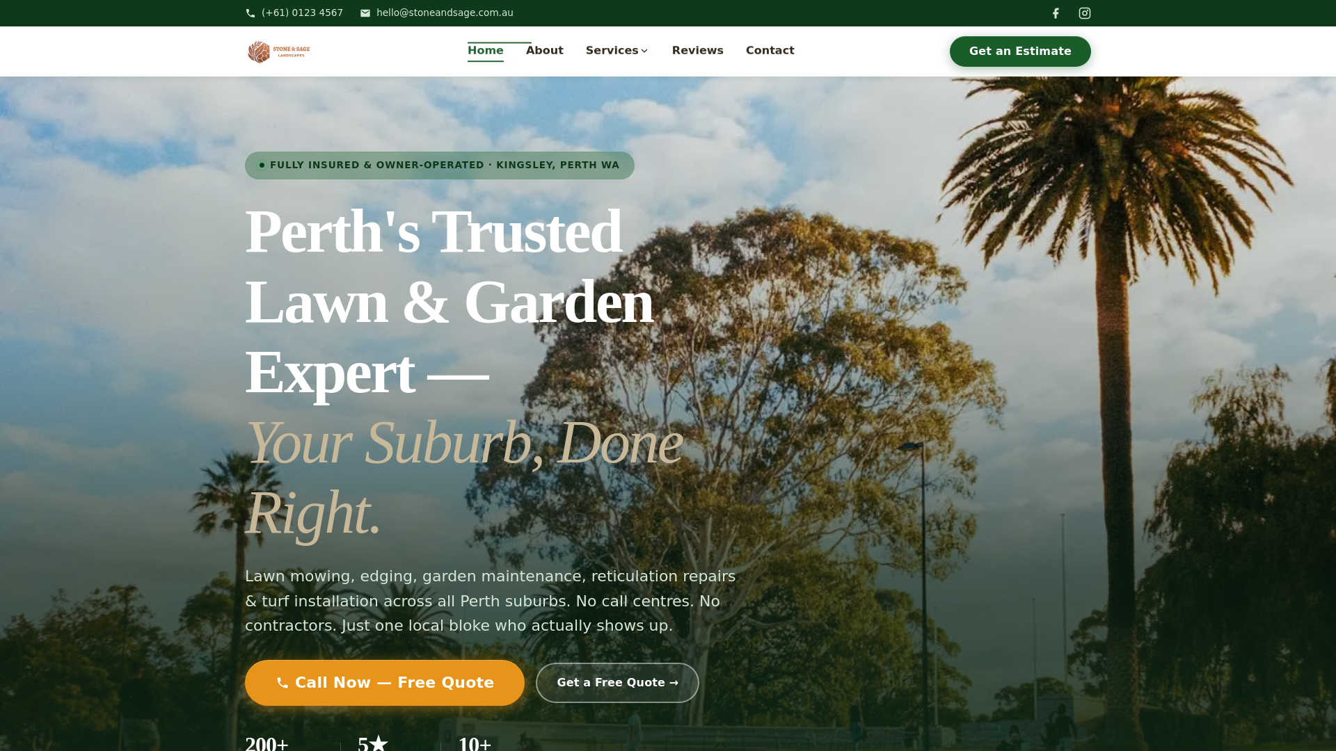 website screenshot of https://fern-lawncare-demo.pages.dev/