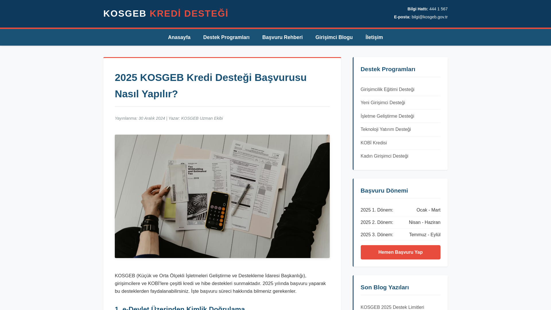 website screenshot of https://kobi-projebasvuru.com/