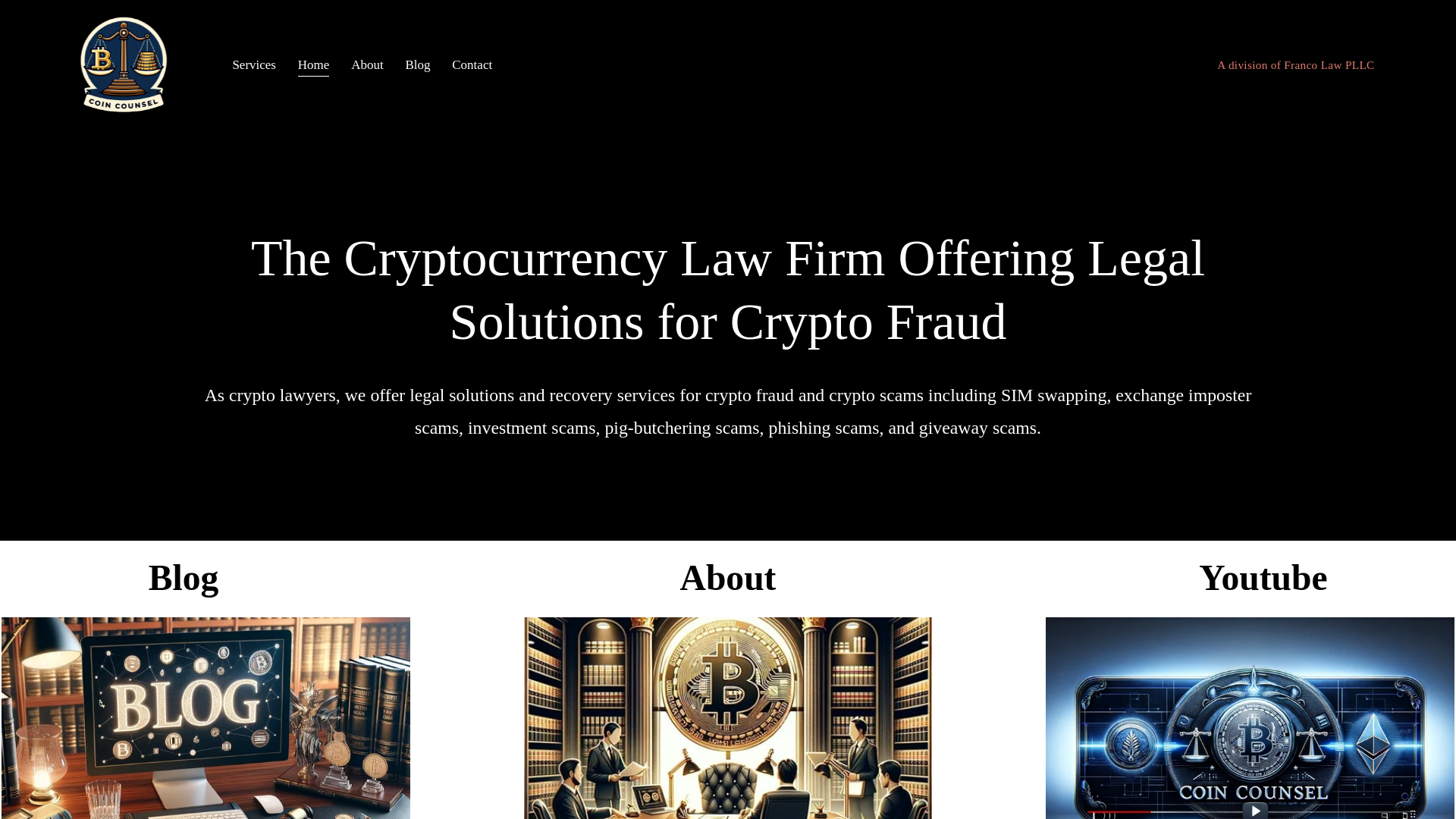 website screenshot of https://www.coin-counsel.com/