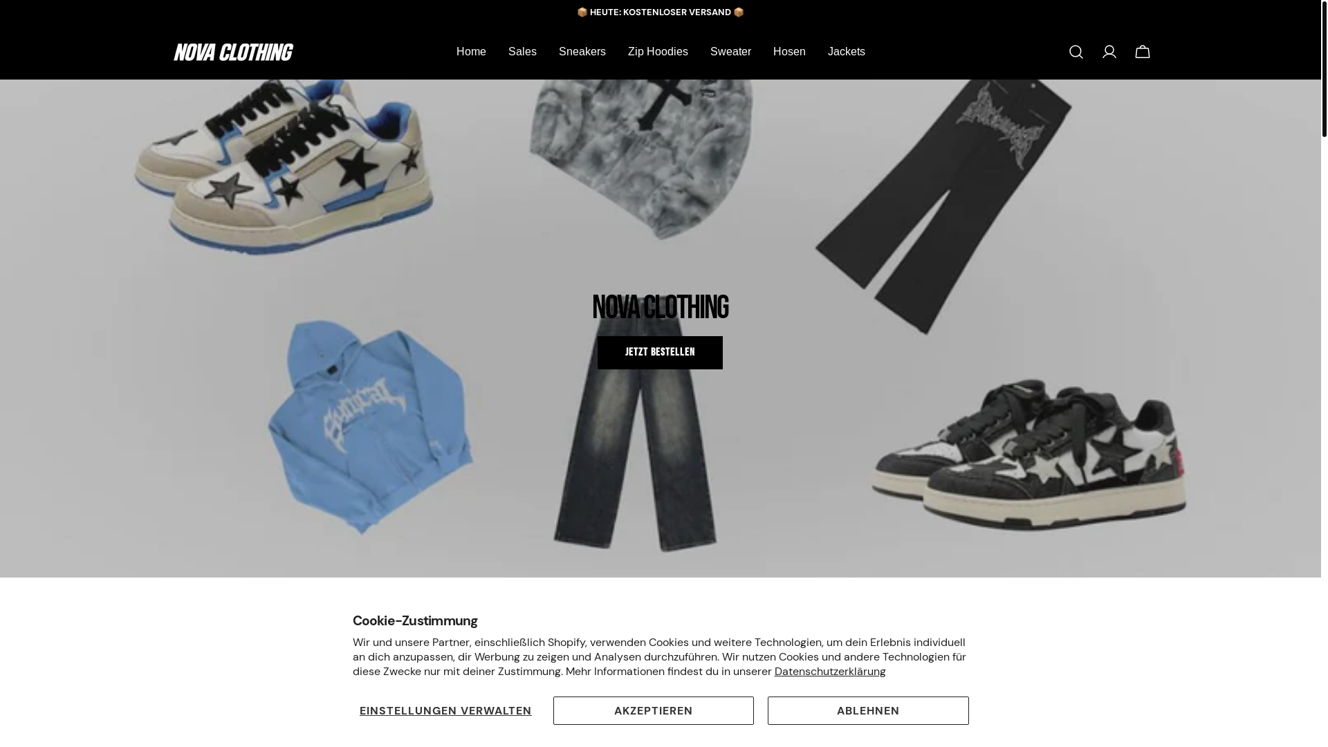 website screenshot of https://nova-clothing.de/
