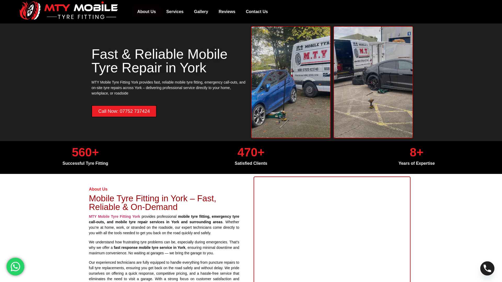 website screenshot of https://mobiletyres-york.co.uk
