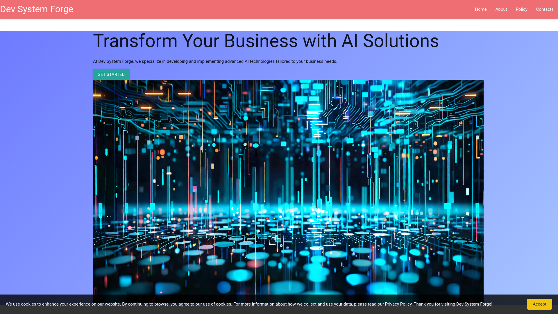 website screenshot of https://devsystemforge.tech/