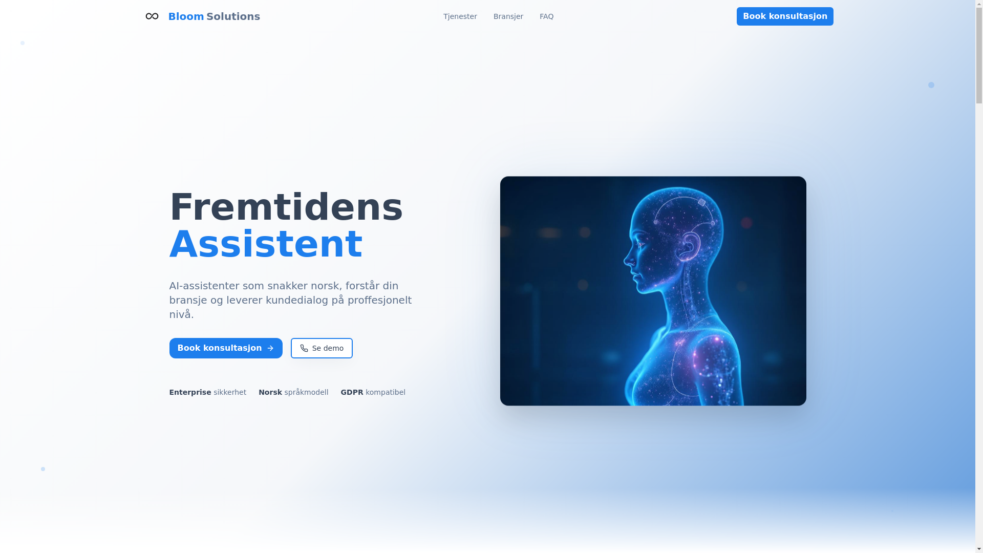website screenshot of https://bloomsolutions.no/