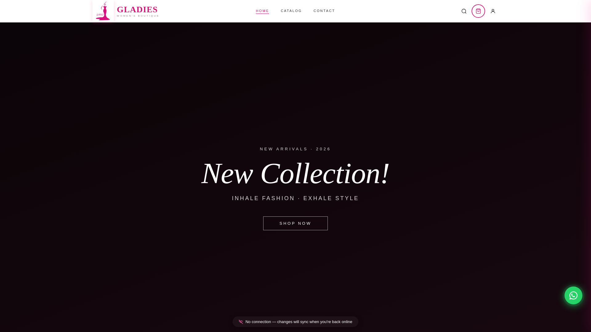 website screenshot of https://gladies.shop/