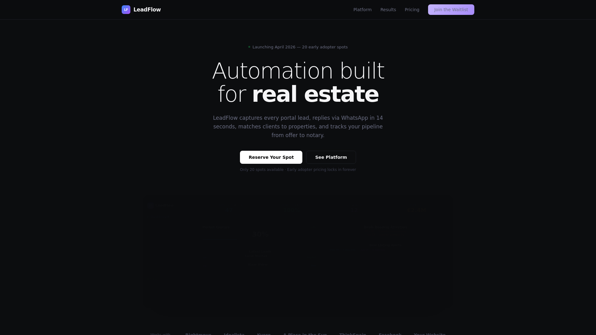 website screenshot of https://leadflow-website.pages.dev/