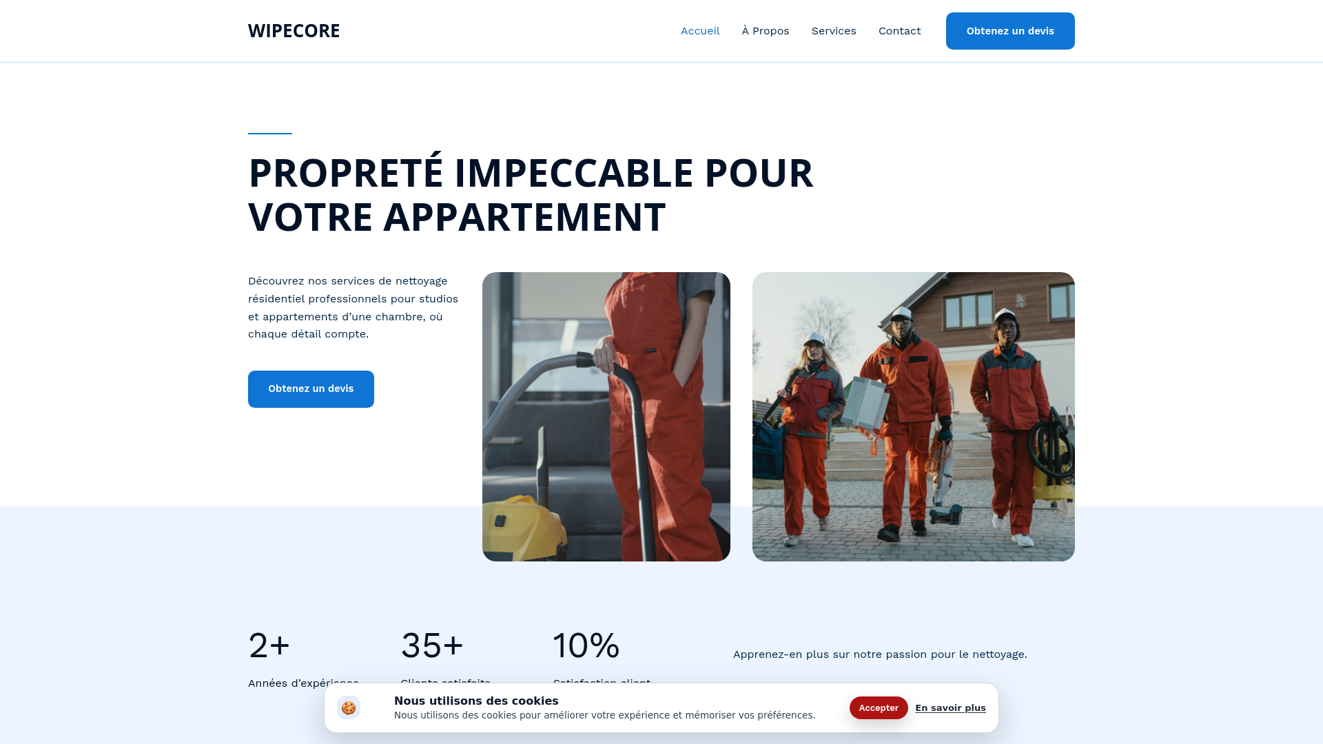 website screenshot of https://wipecore.company/