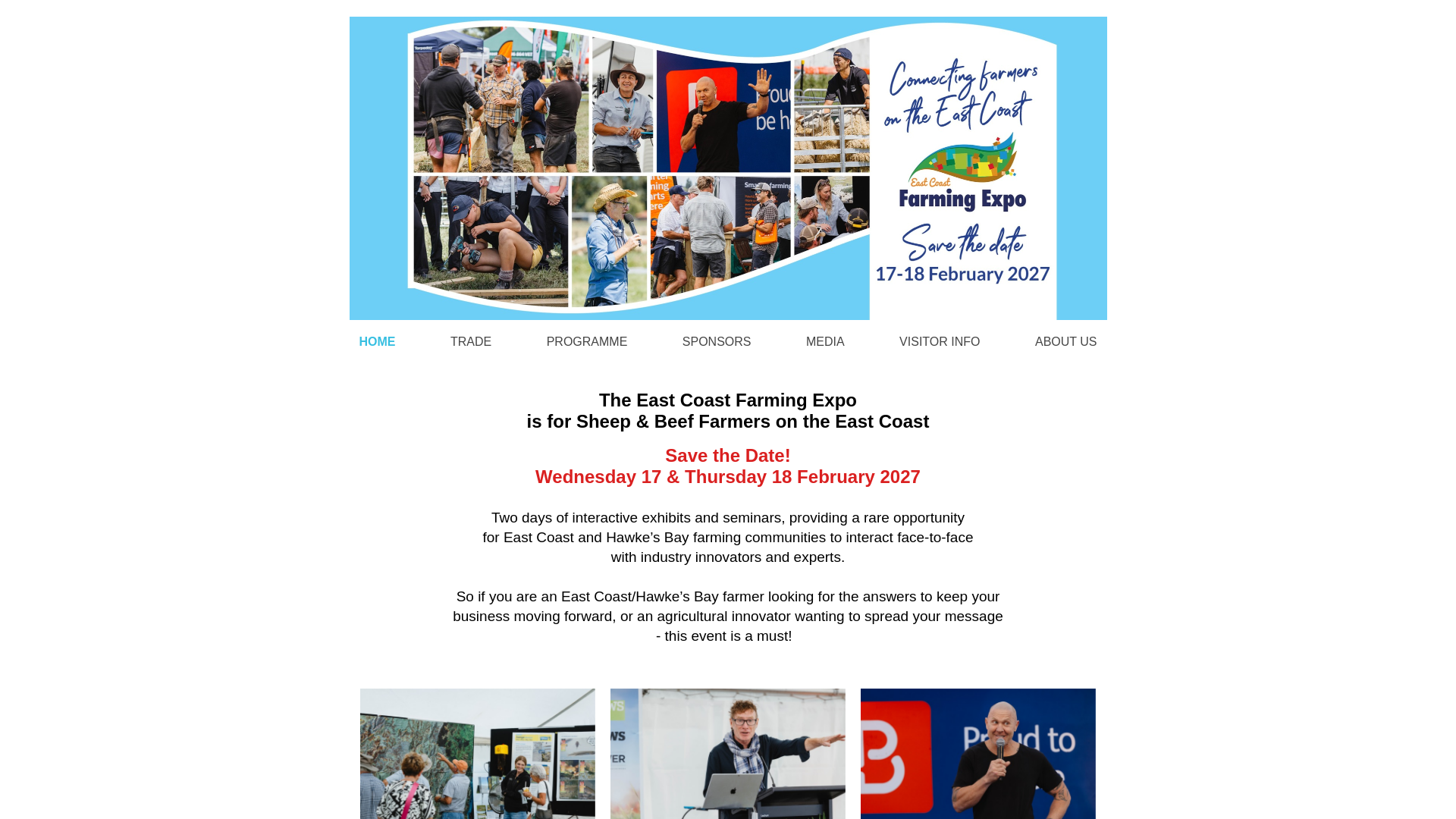 website screenshot of https://eastcoastexpo.co.nz