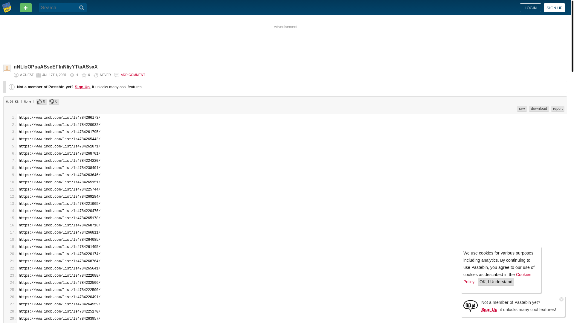 website screenshot of https://pastebin.com/vhyksqBm
