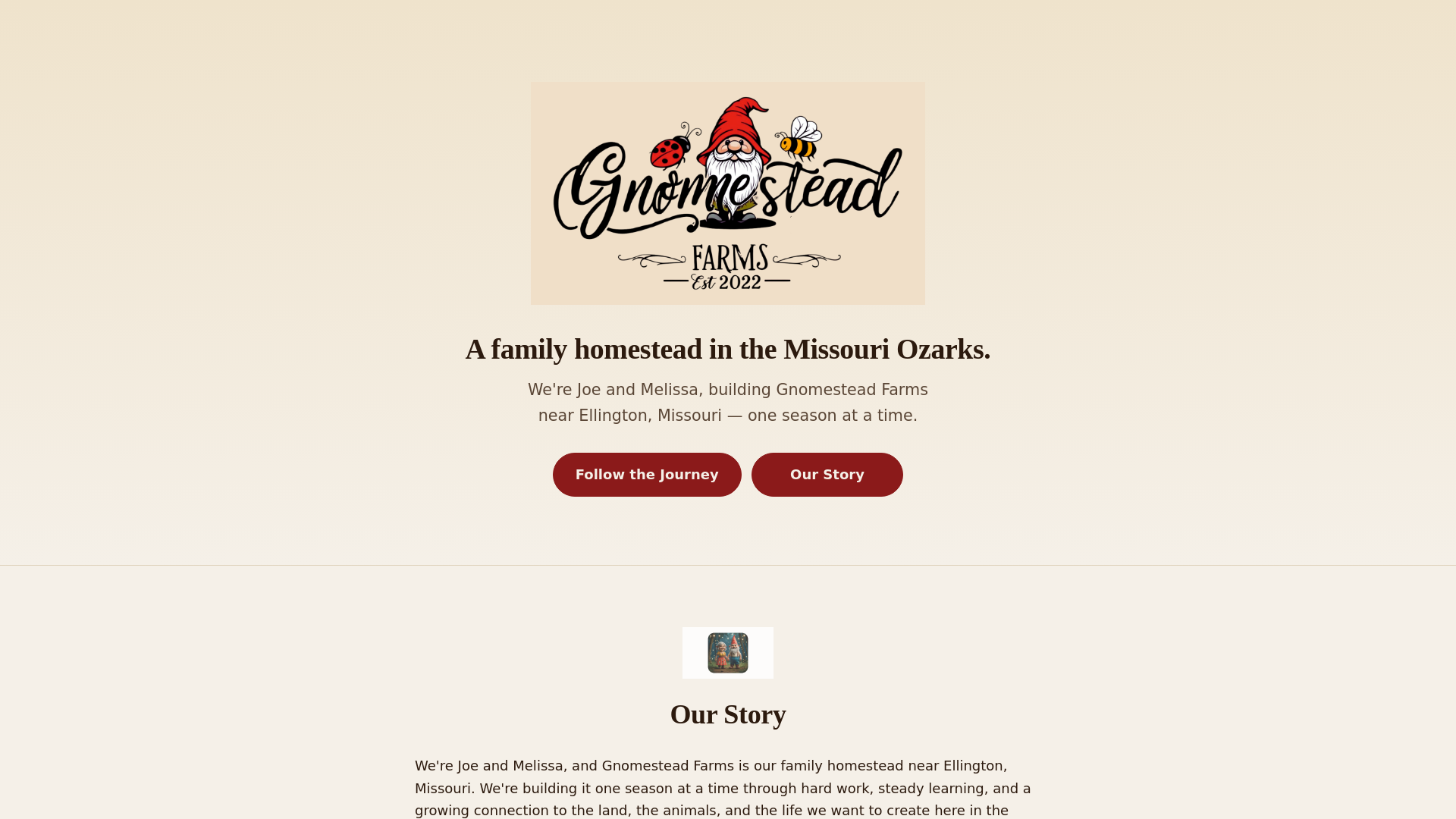 website screenshot of https://gnomestead.pages.dev/