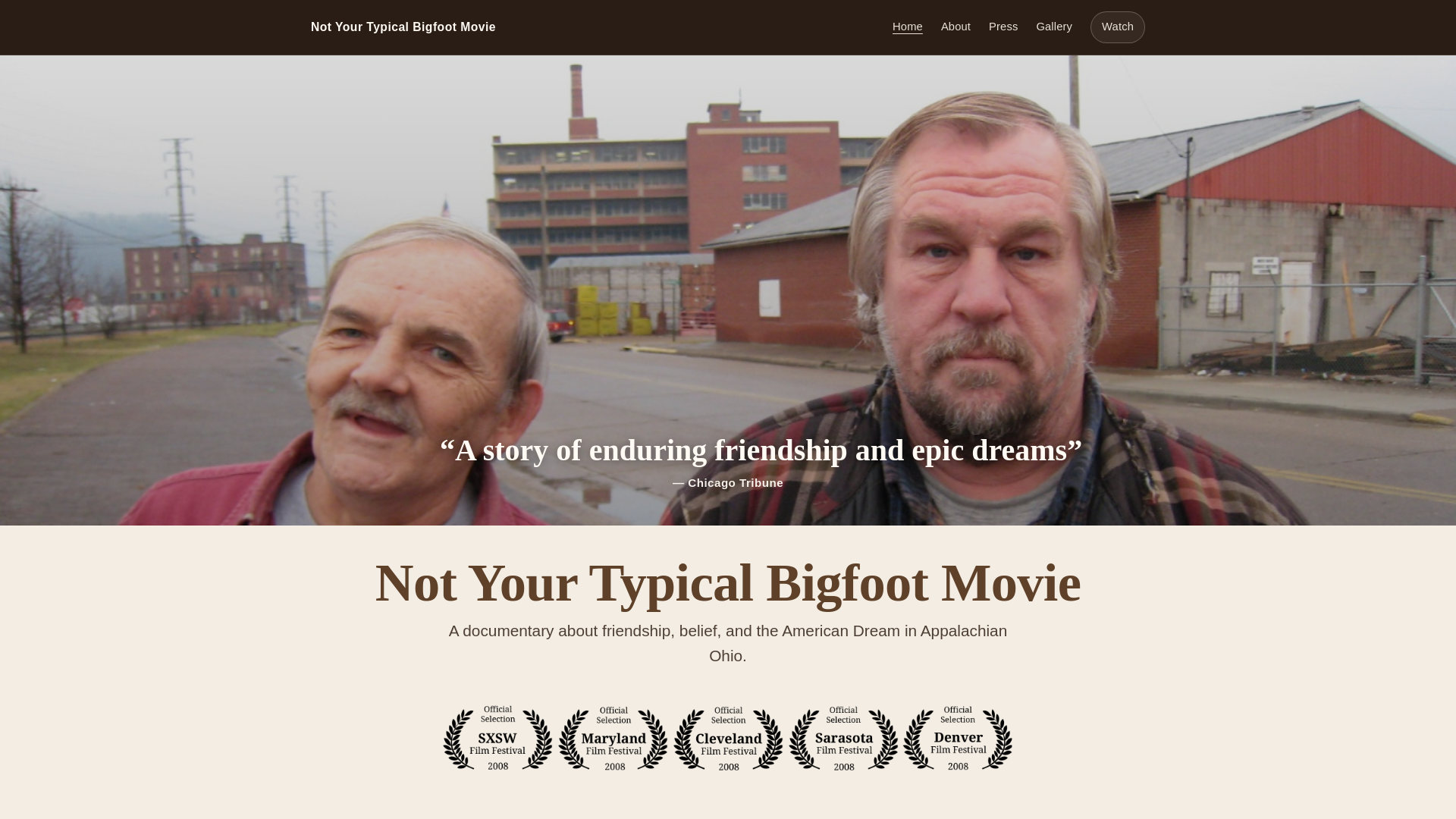 website screenshot of https://notyourtypicalbigfootmovie.pages.dev/