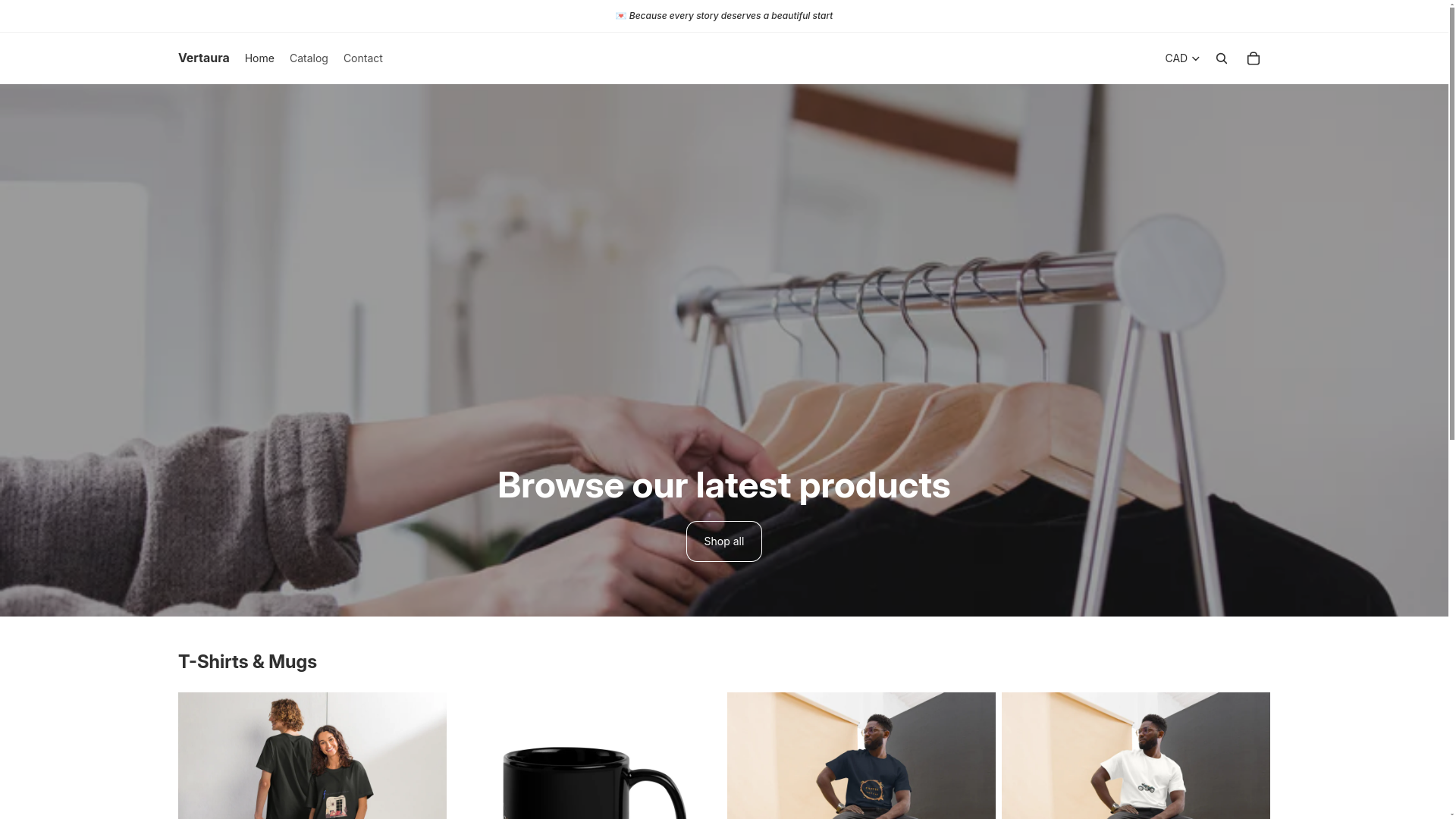 website screenshot of https://vertauras.com/