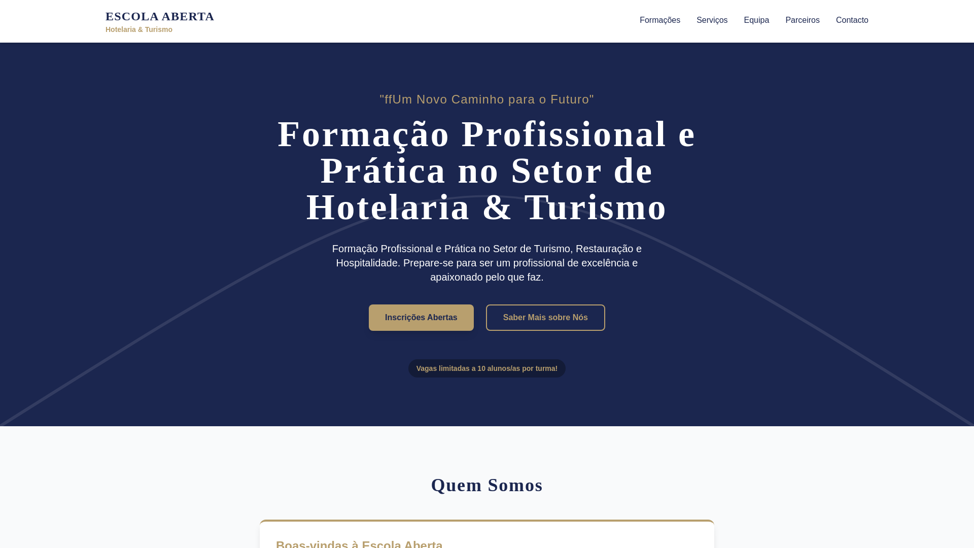 website screenshot of https://escolaabertaht.pt