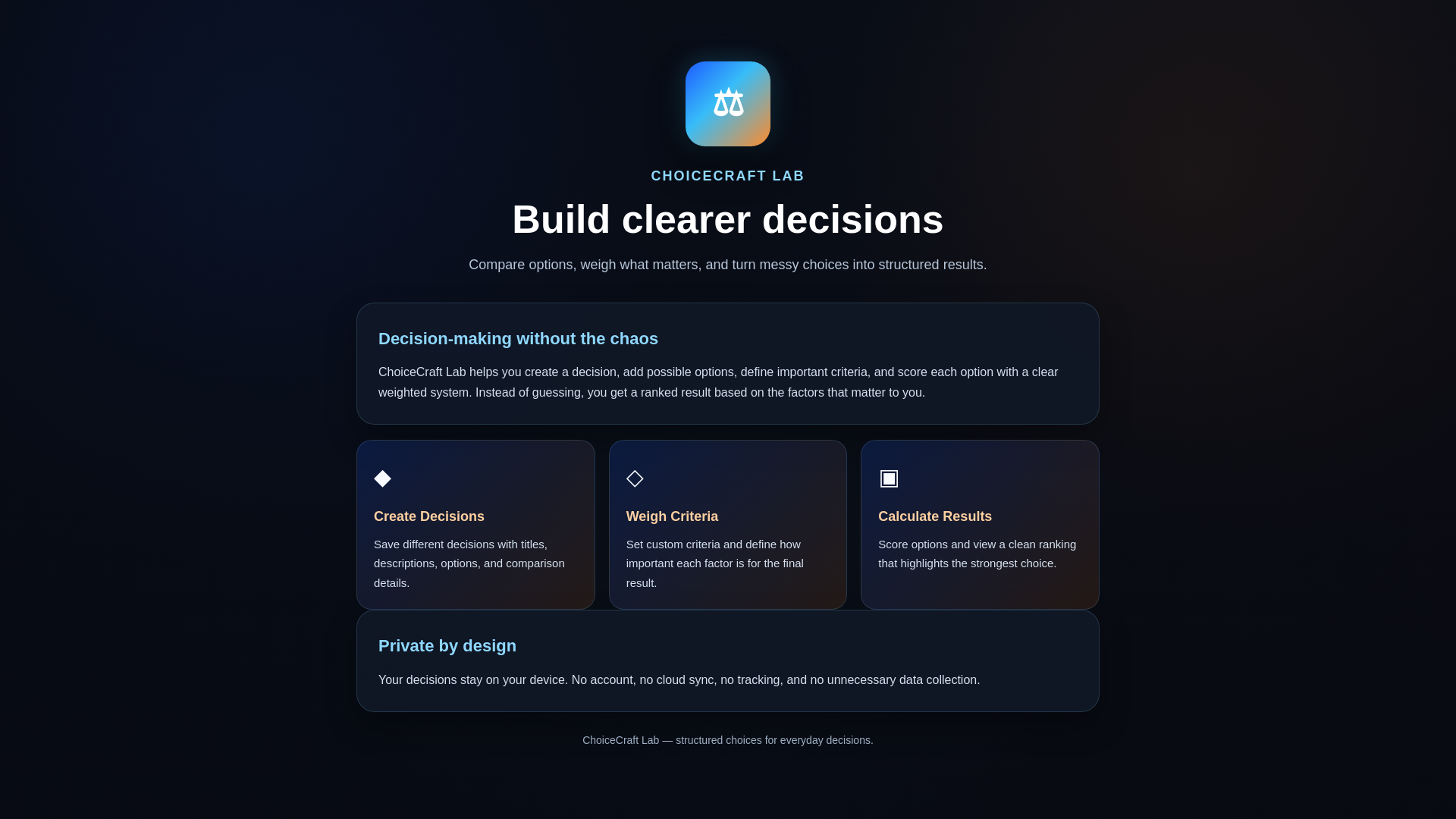 website screenshot of https://choicecraftlab.website/