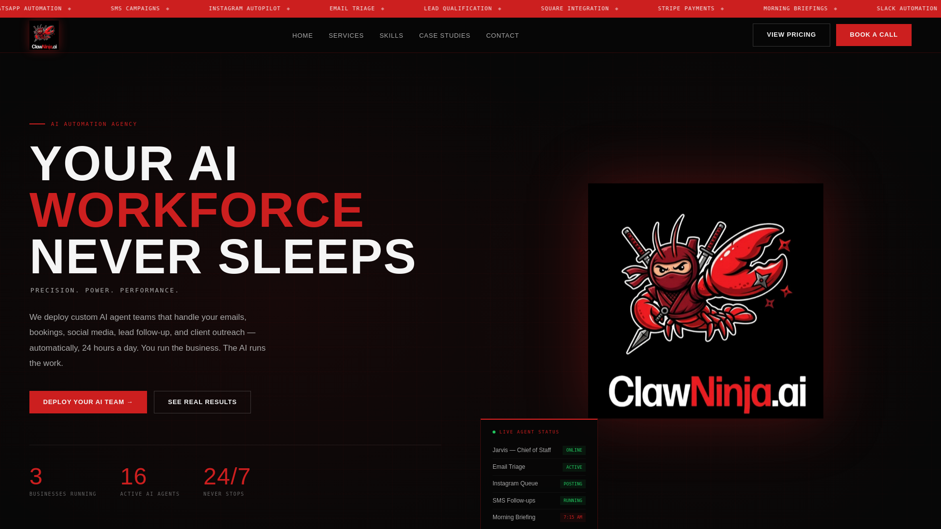 website screenshot of https://clawninja.ai/