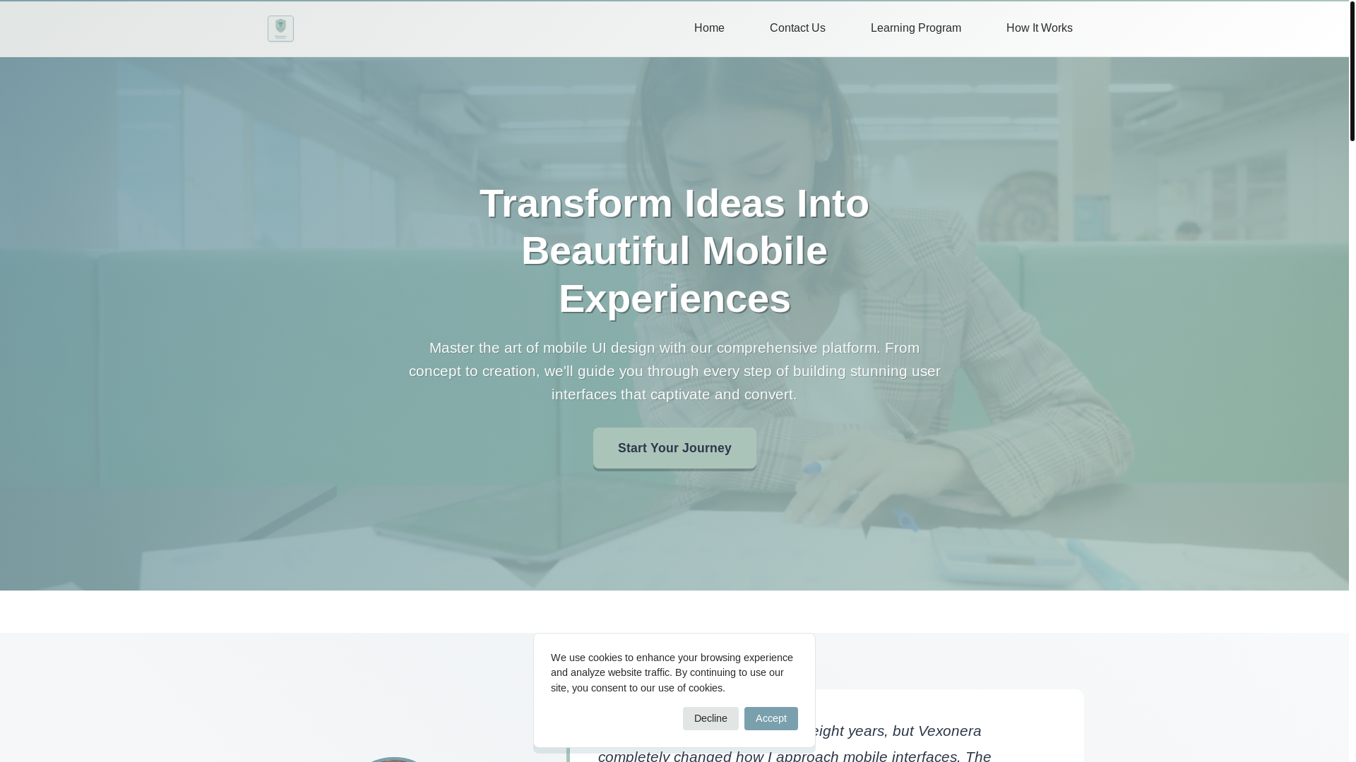 website screenshot of https://vexonera.com/