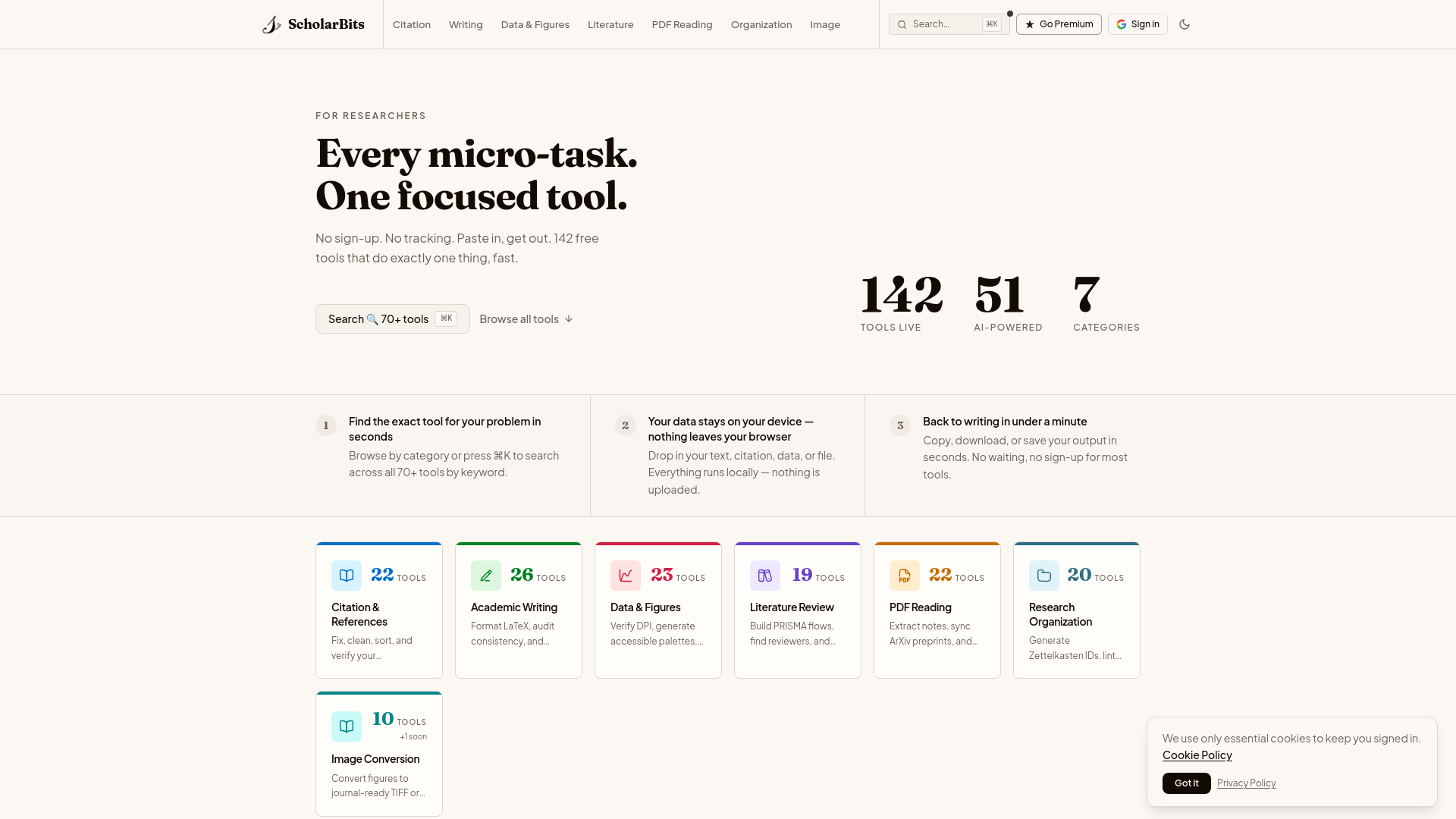 website screenshot of https://scholarbits.me/