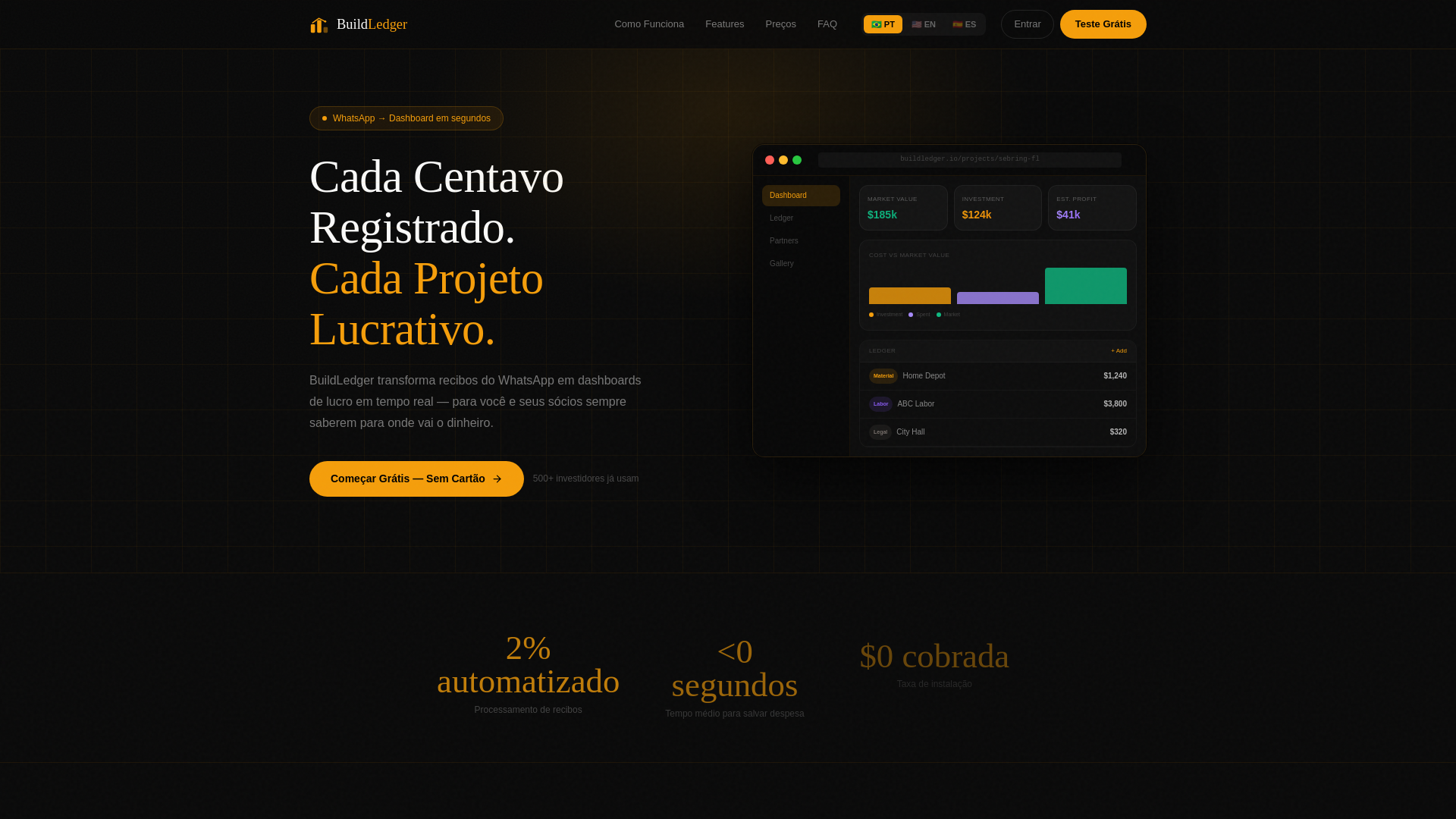 website screenshot of https://mybuildledger.com/