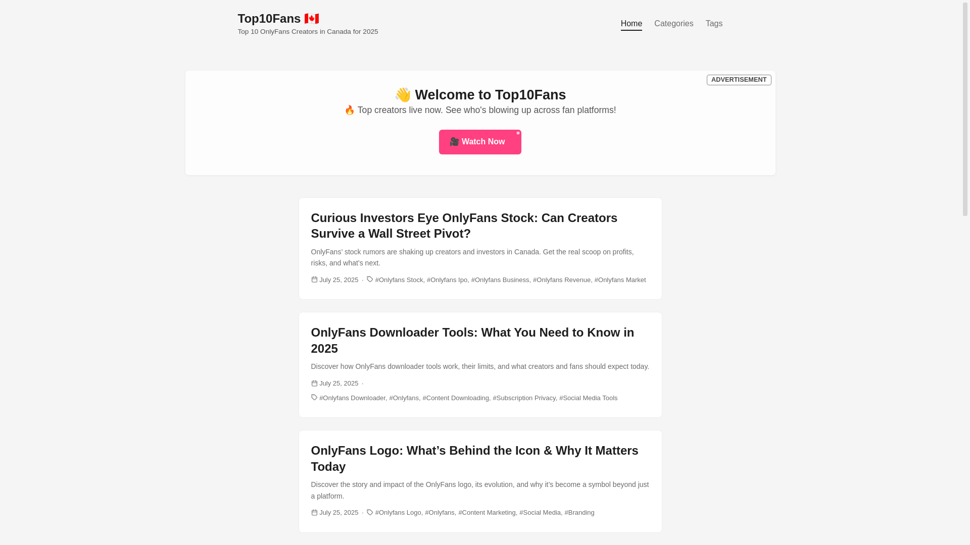 website screenshot of https://top10fans-ca.com/