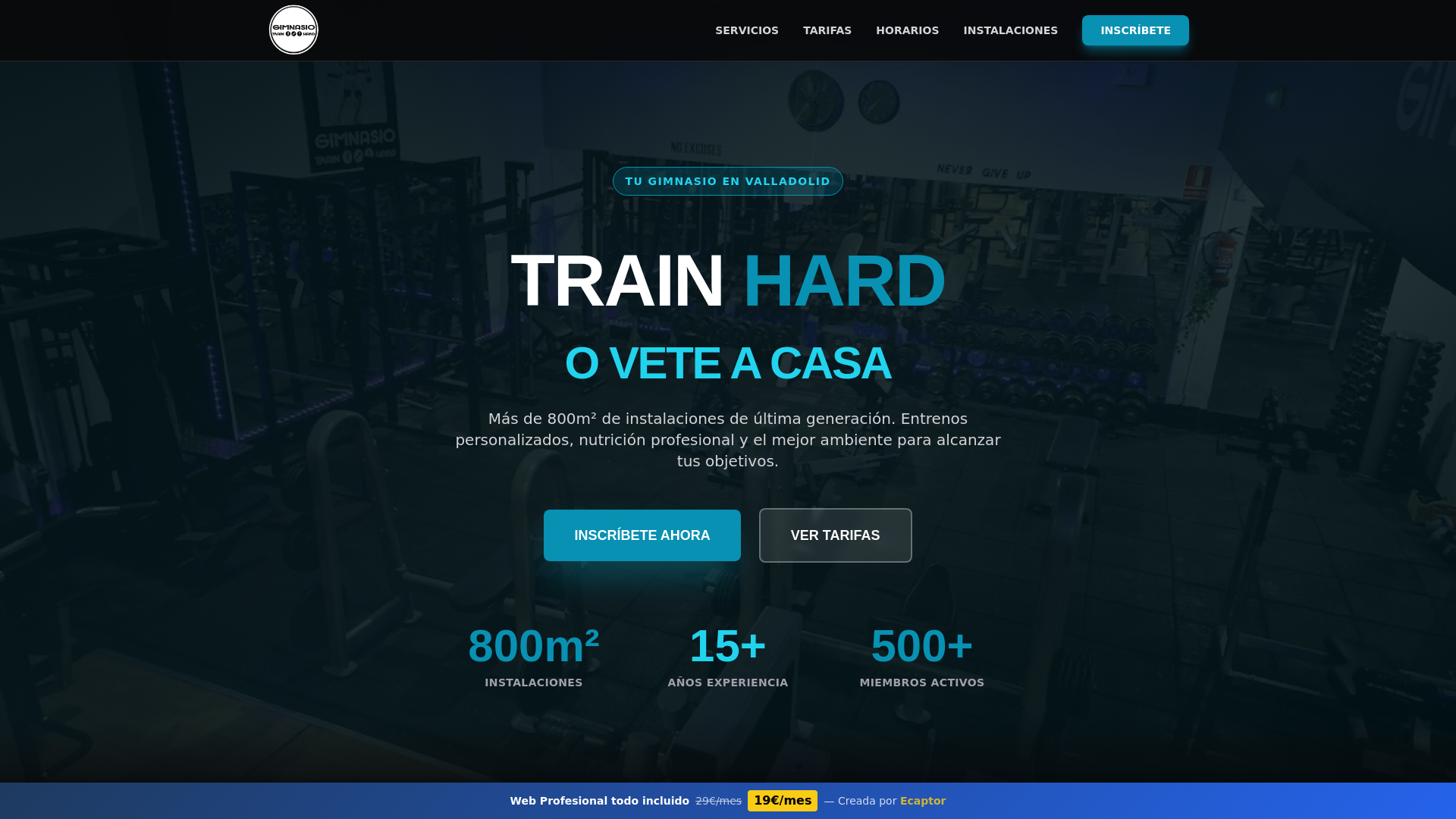website screenshot of https://gimnasio-train-hard.pages.dev/