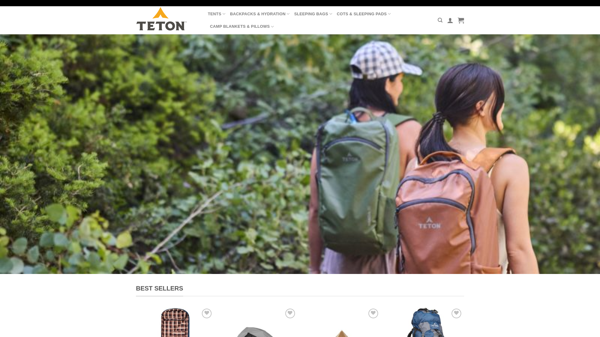 website screenshot of https://tetongear.us