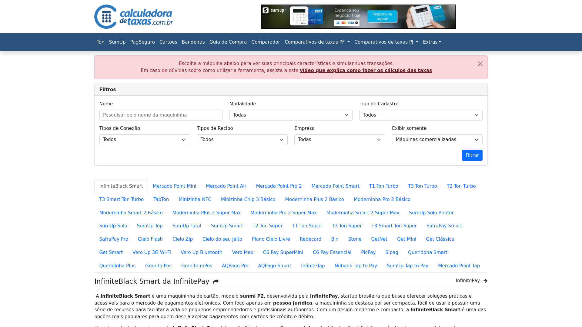 website screenshot of https://calculadoradetaxas.com.br
