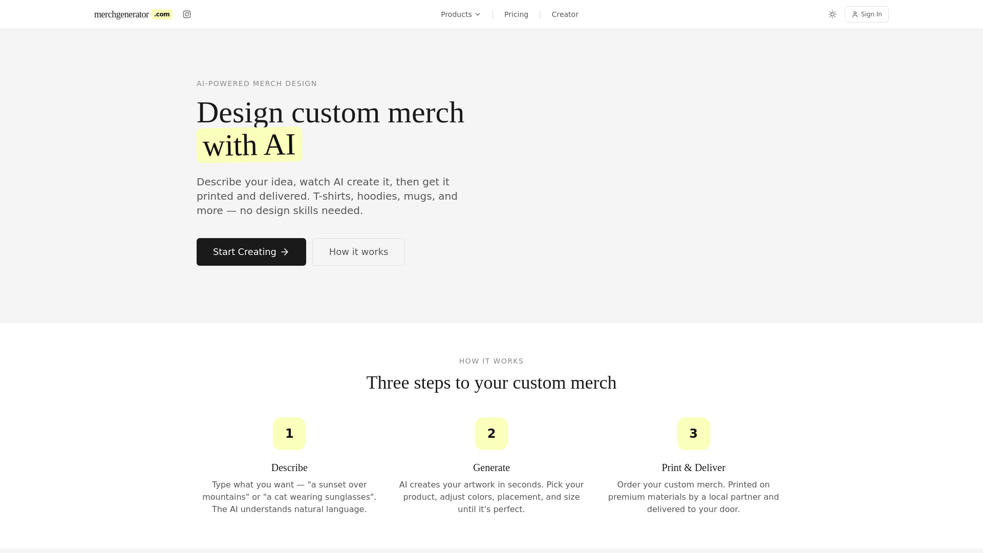website screenshot of https://aitshirtgenerator.com/