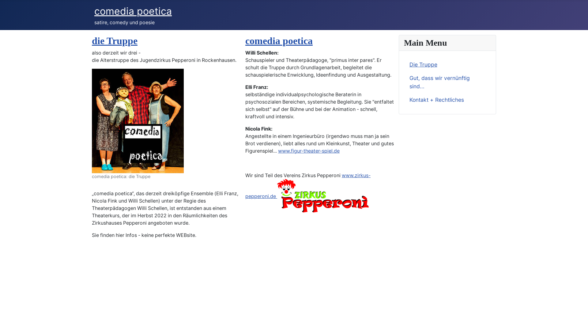 website screenshot of https://comediapoetica.de/