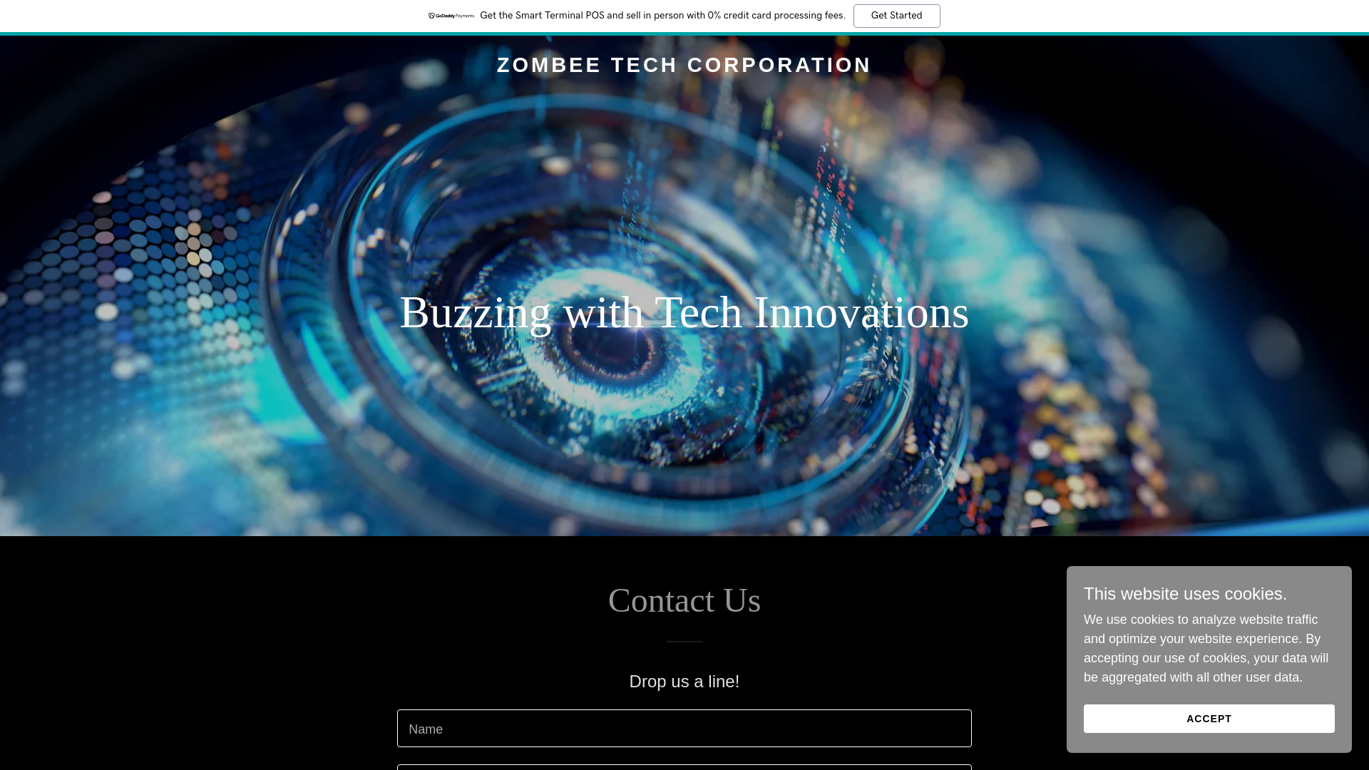website screenshot of https://zombeetechcorporation.com