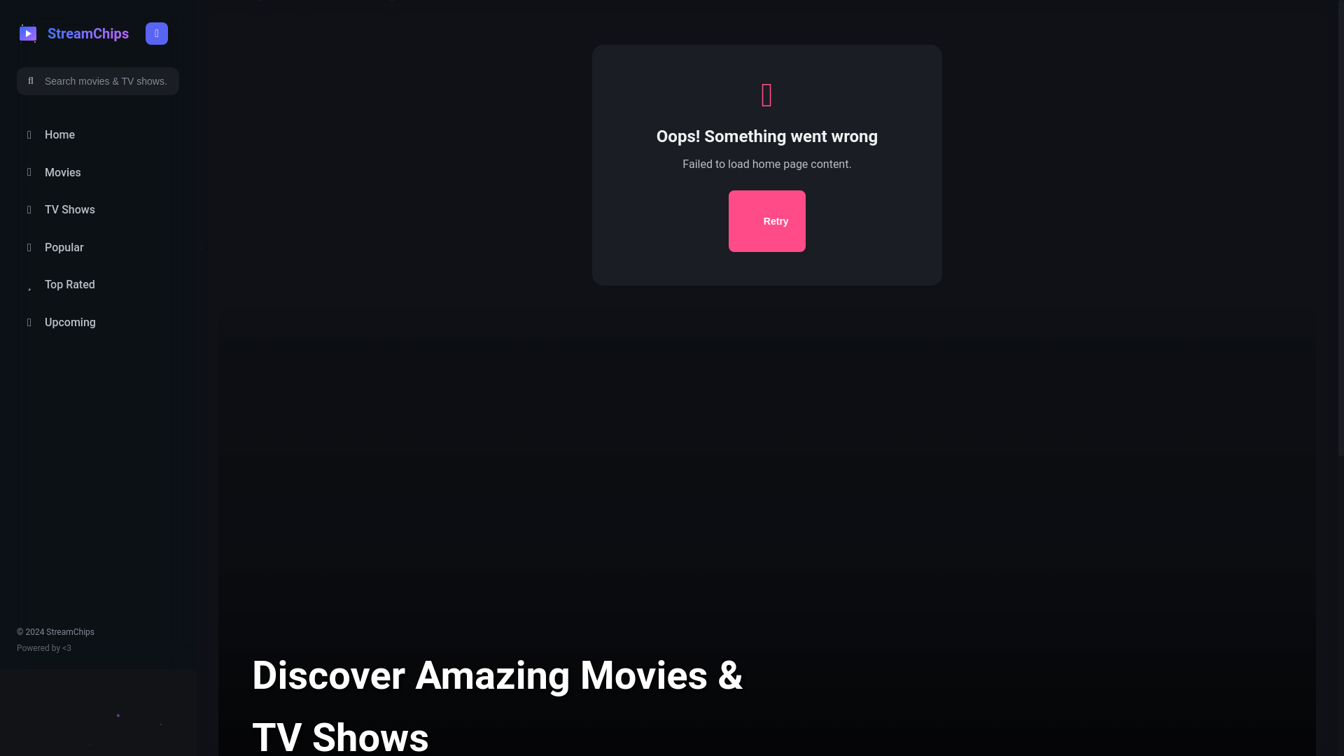 website screenshot of http://streamchips.vip/