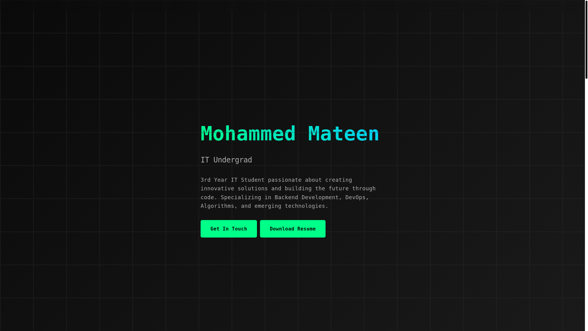 website screenshot of https://mateen-portfolio.pages.dev/