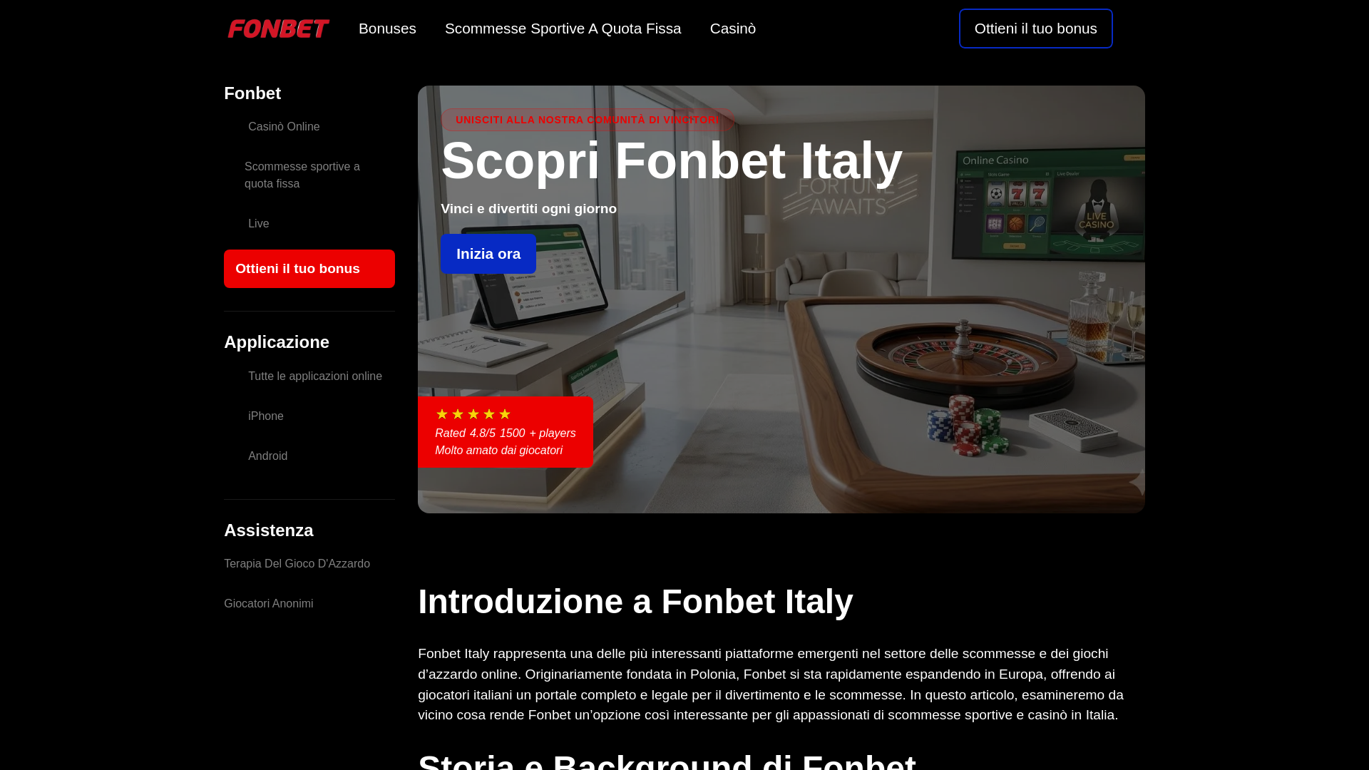 website screenshot of https://fonbet-scommesse.it