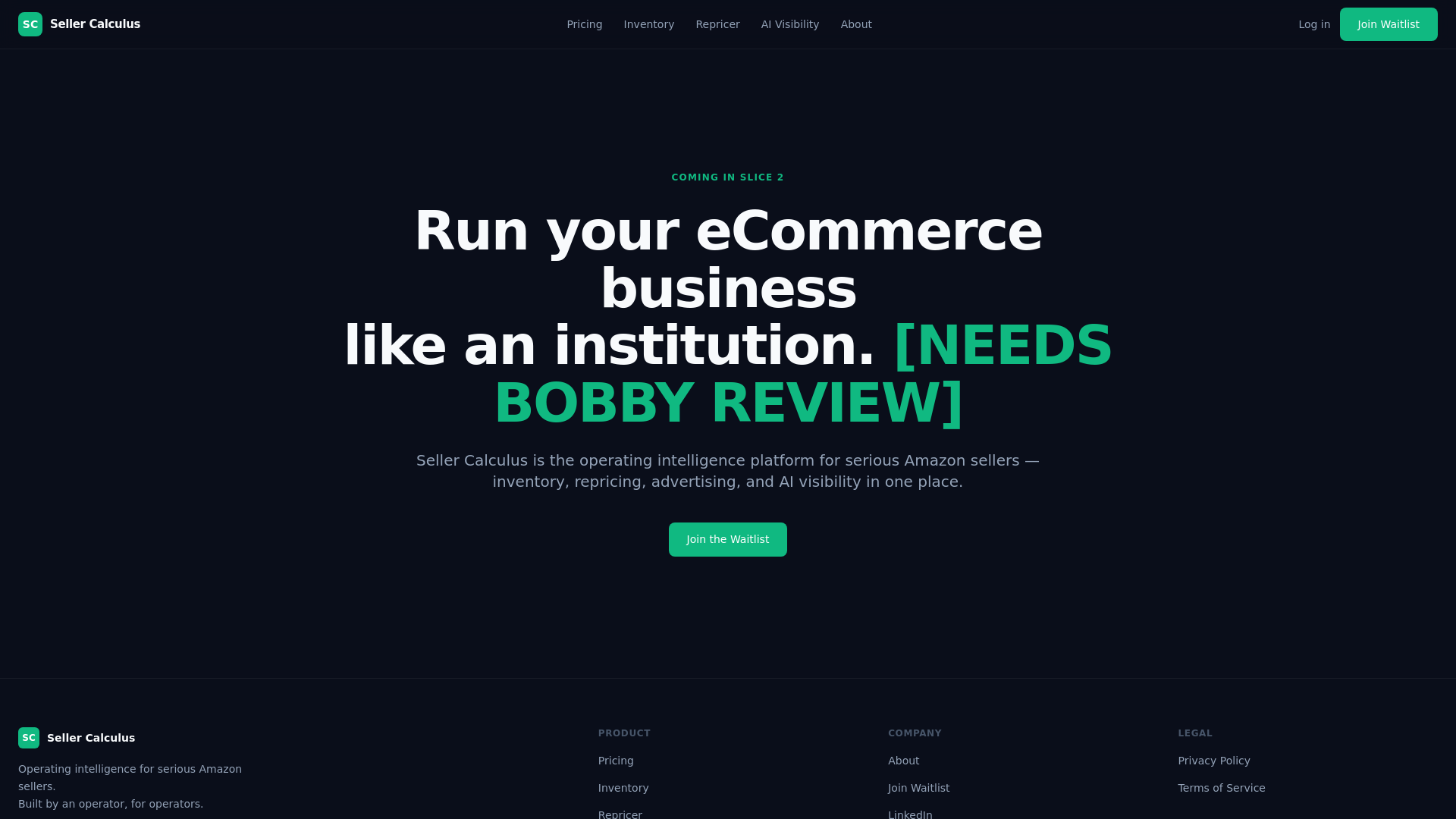 website screenshot of https://sellercalculus-marketing.pages.dev/